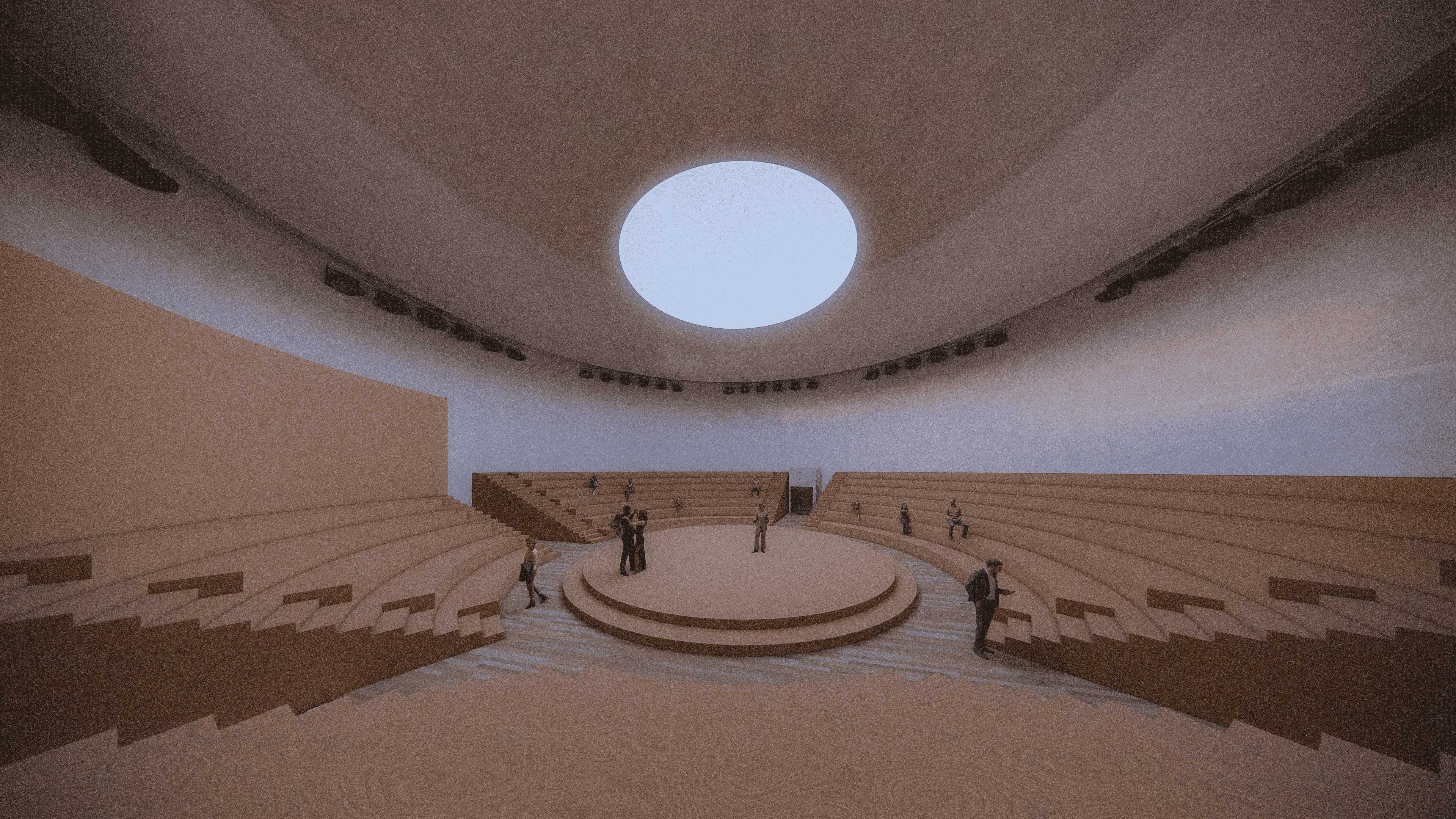 Interior Theatre Render- Auditorium, Stage & Skyspace