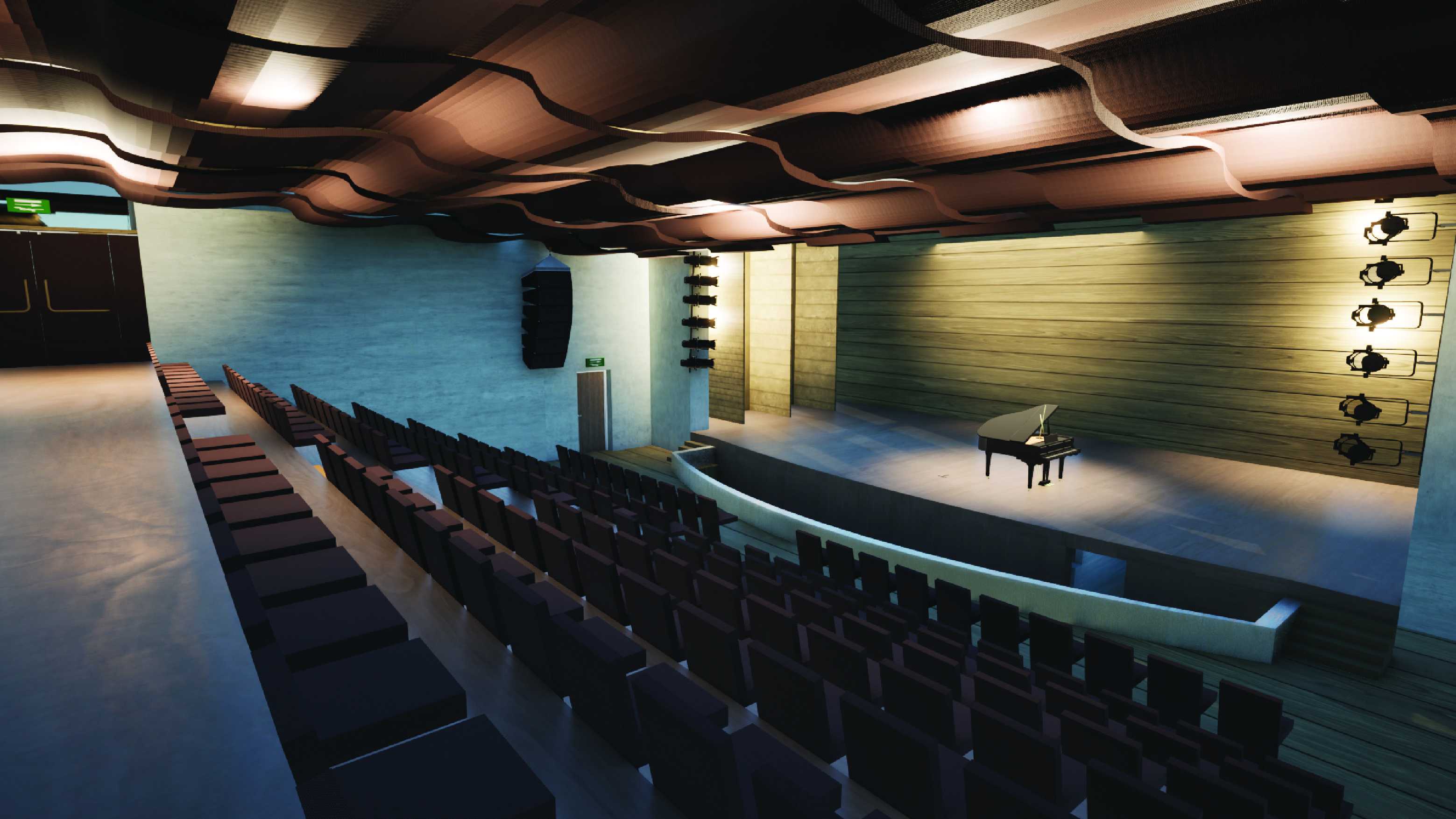 The auditorium for a musical theatre that hosts a program dedicated to Henry Lawson, Australia's national poet who lamented the coal loader's construction in Balls Head