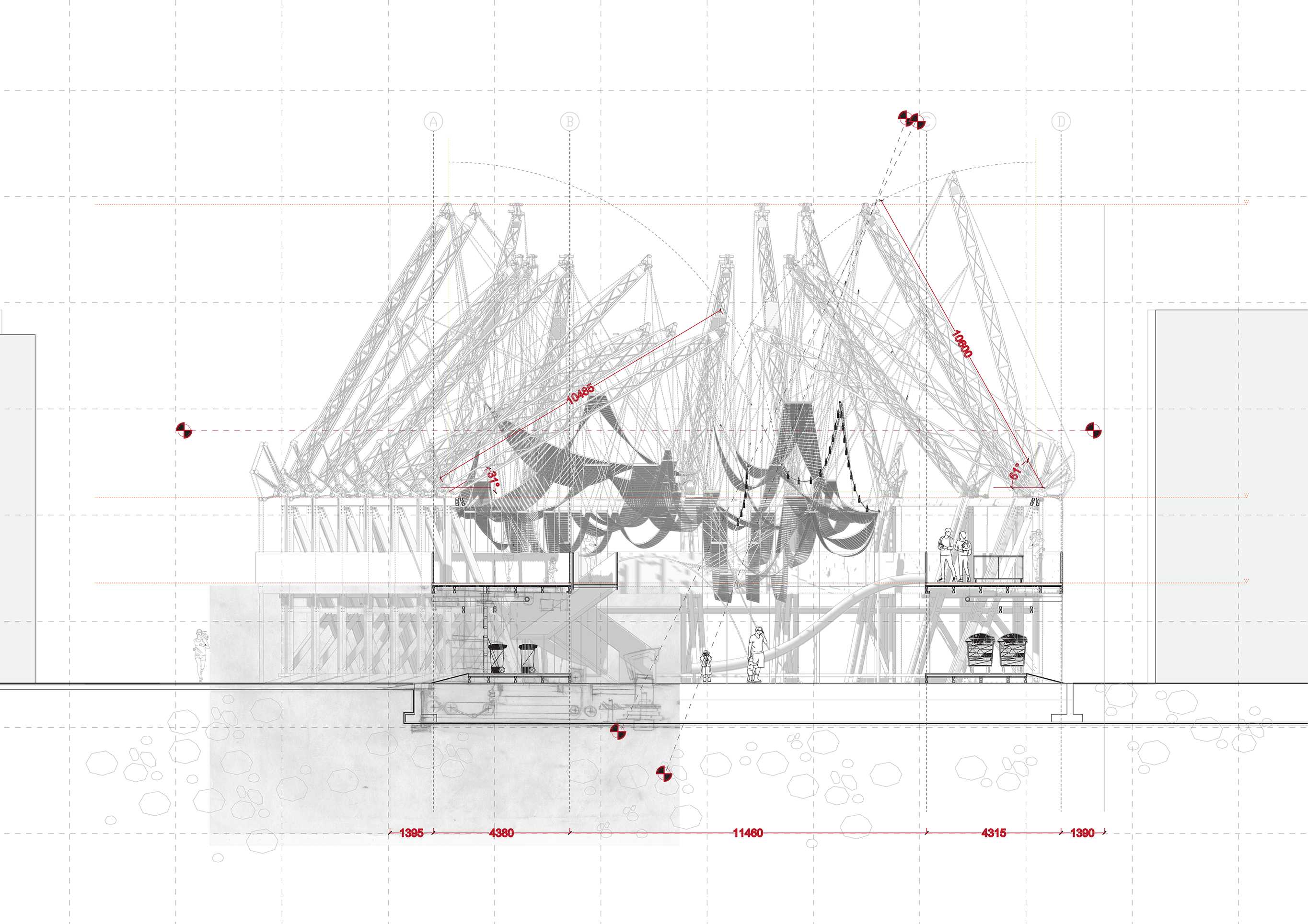 Section drawing - Waste collection station