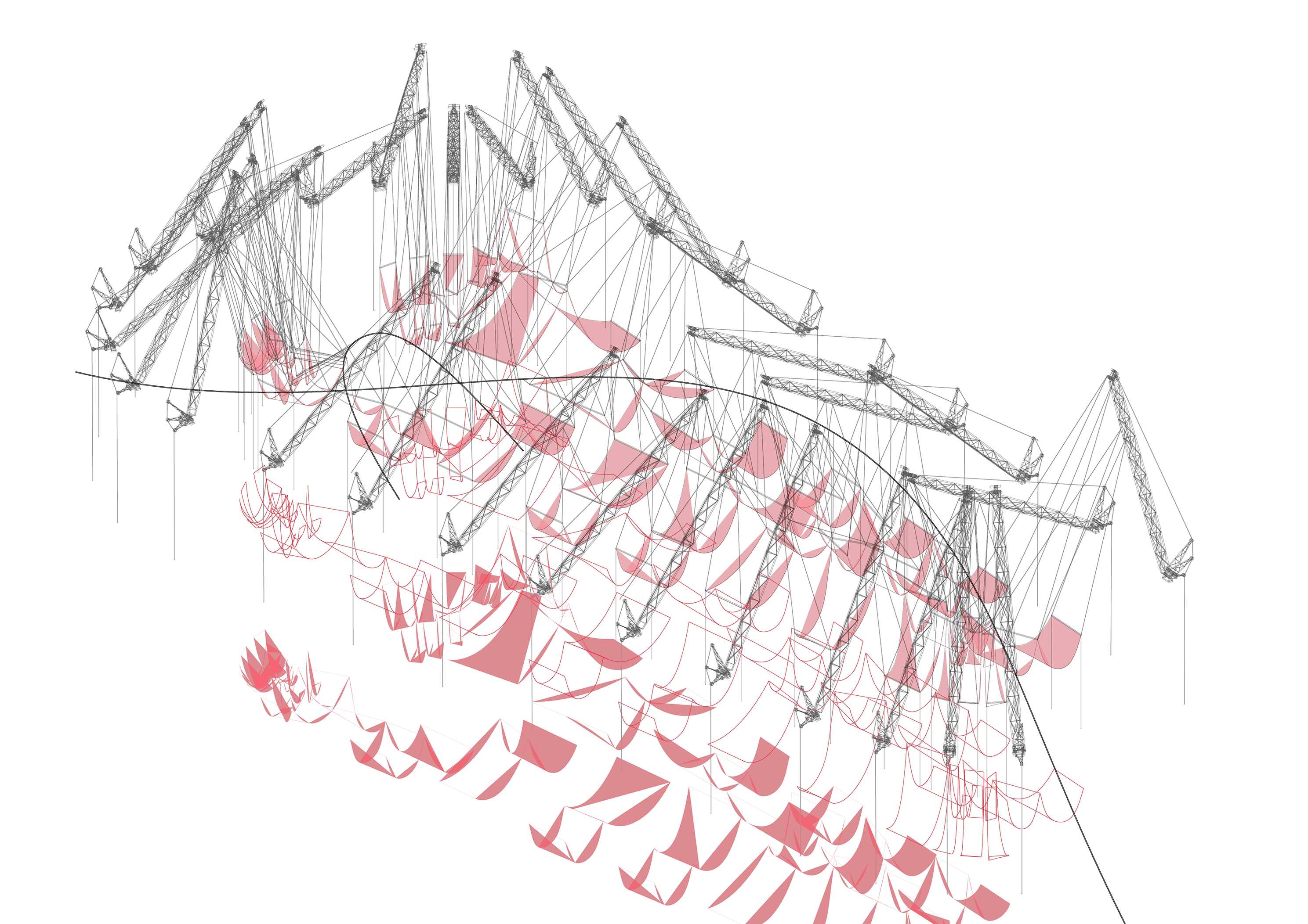 Exploded axonometric of cranes - Waste Collection Station