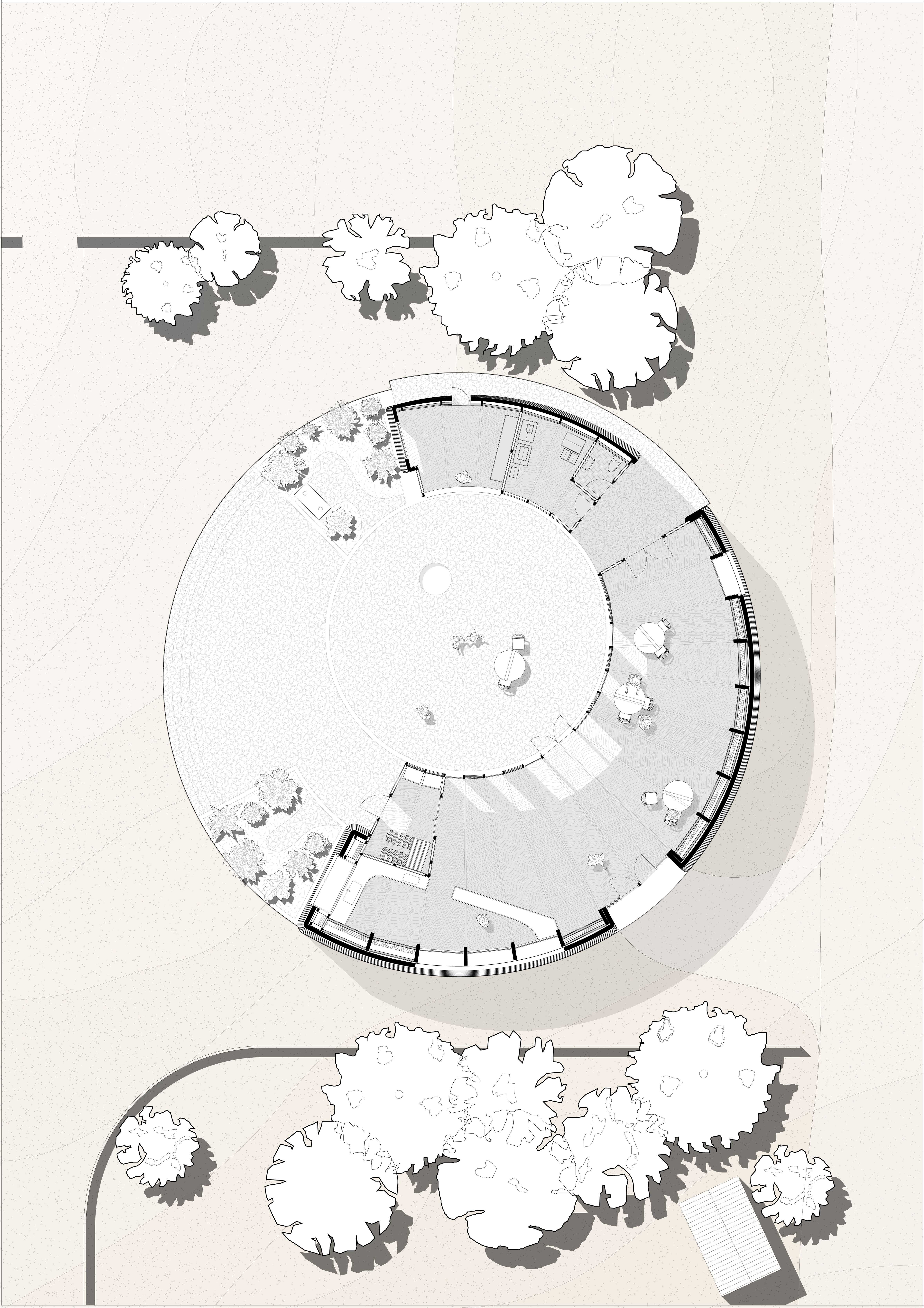 Plan

The implication of flow within the design allows for seamless circulation of both the users and the staff. Private storage rooms for staff use have been considered housing requirements for furnishing and gardening.