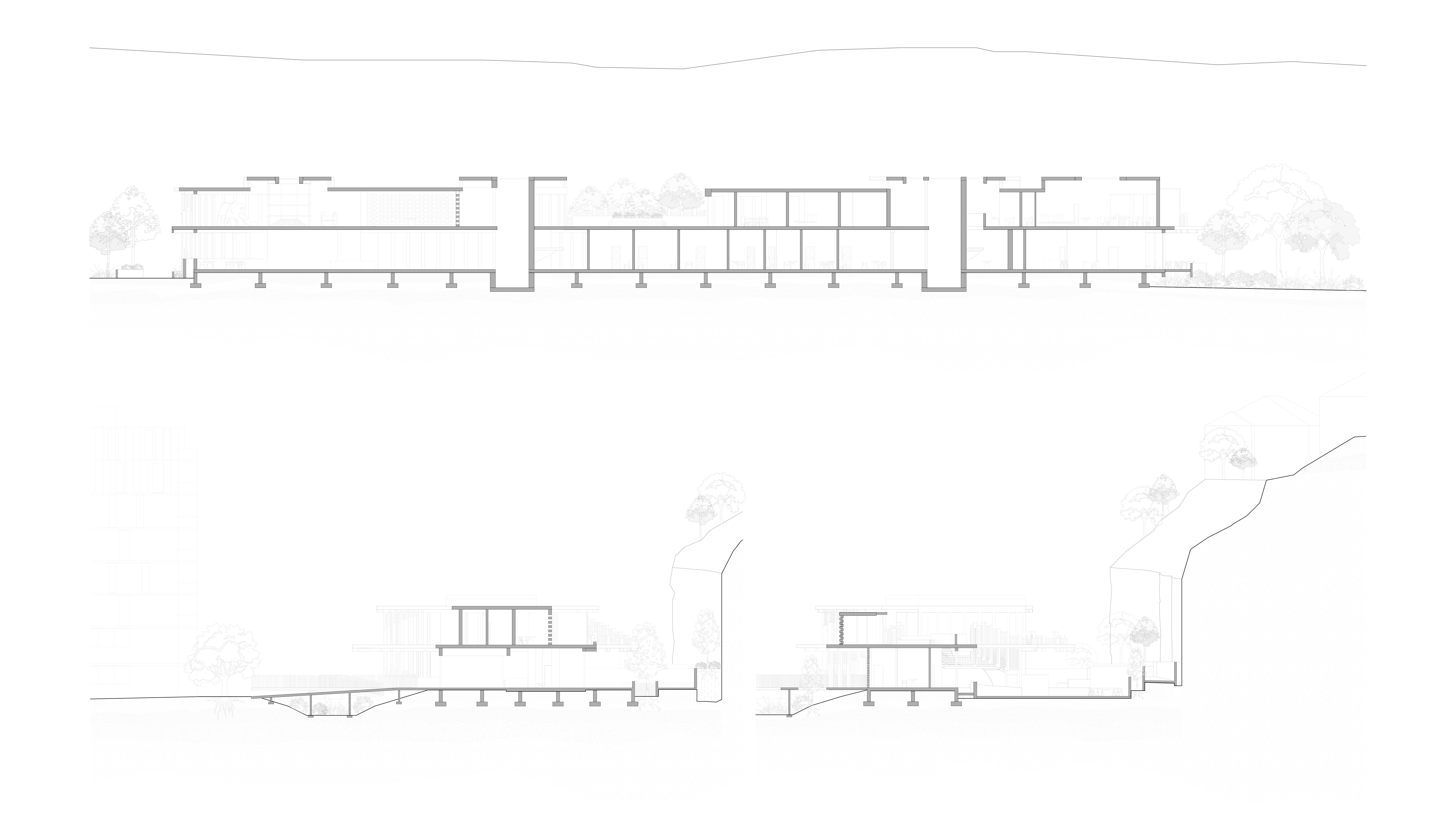 The building's typology is dictated by circular nodes. Secondary curves arise from their connections and act as corridors, offering both quiet, private moments and interactive stops along the way.