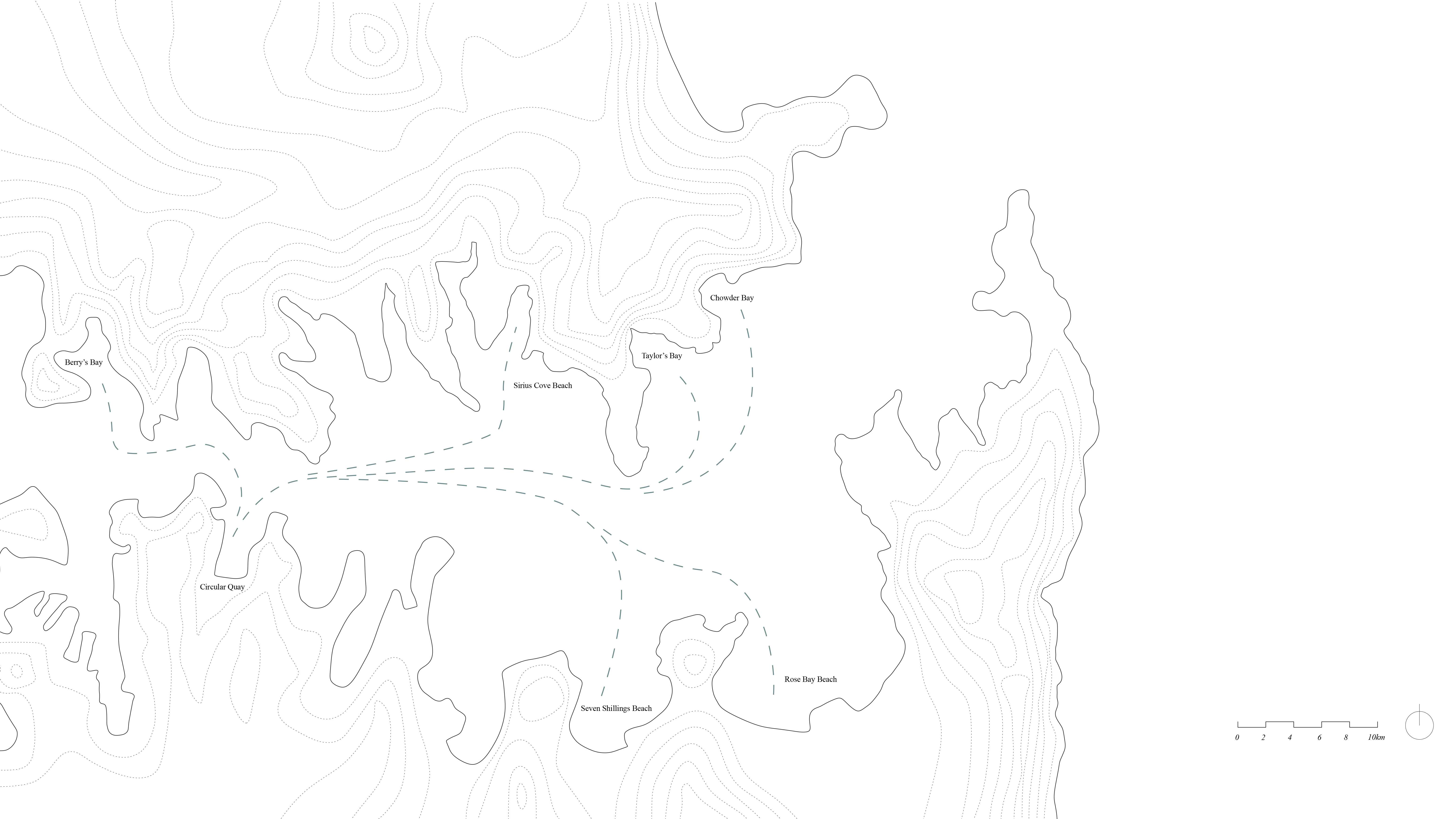 Potential theatre routes and docking bays around Sydney Harbour from Circular Quay