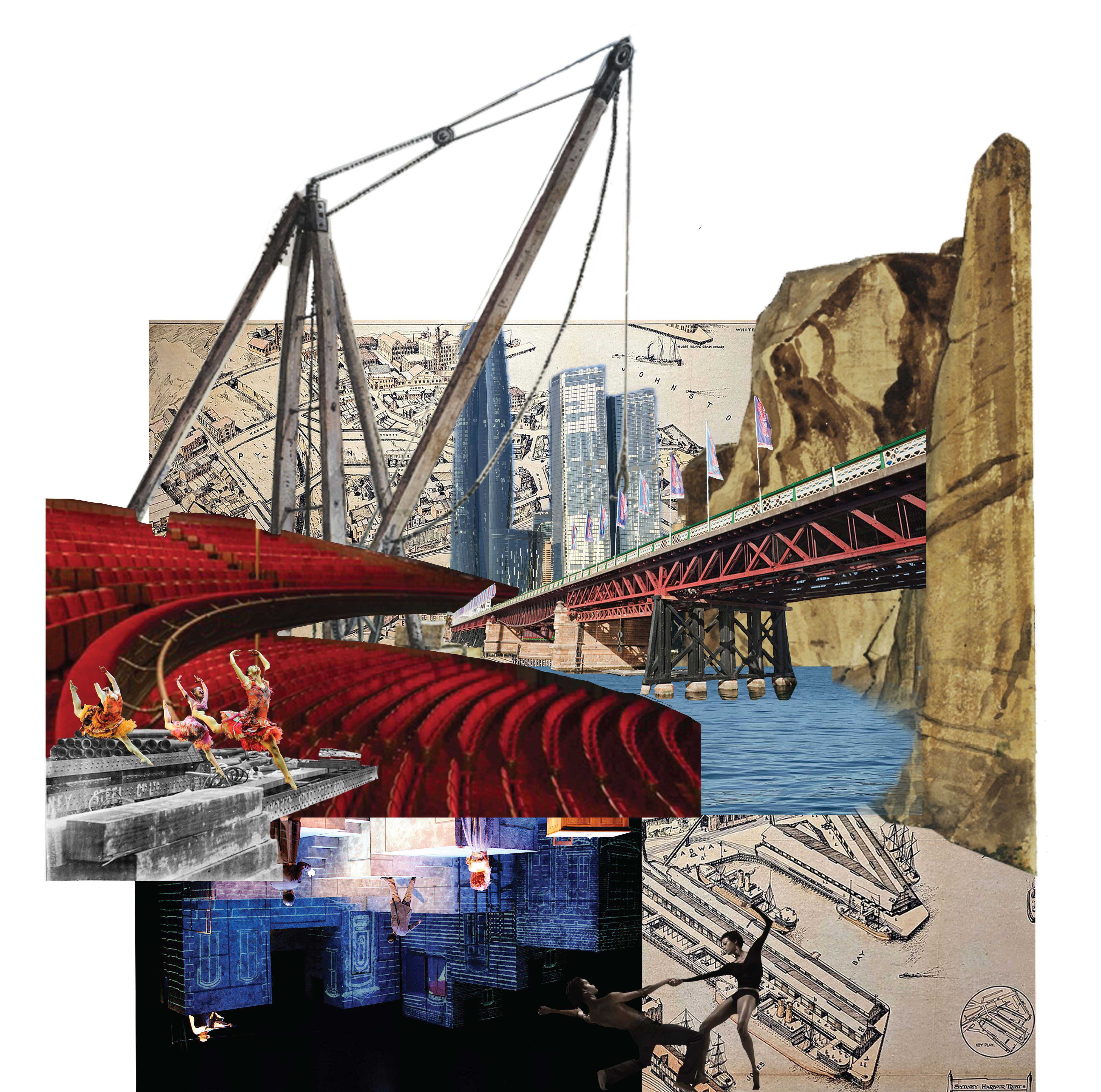 This collage captures the multifaceted story of Pyrmont,
where past and present intersect through history, landscape and cultural expression.