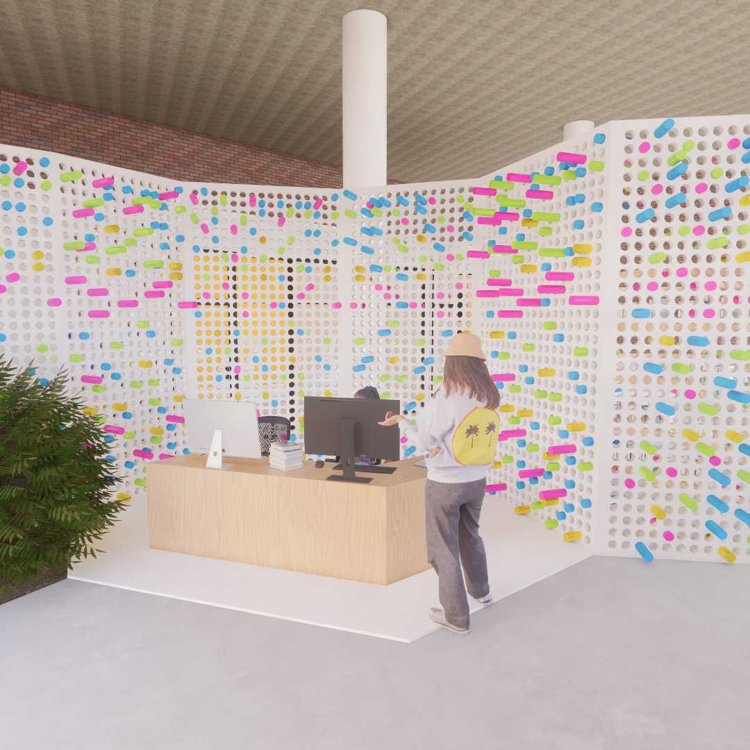 STEM wall – Behind reception u9sers can explore and play with the wall, leaving a personal touch to the space while waiting for an appointment.