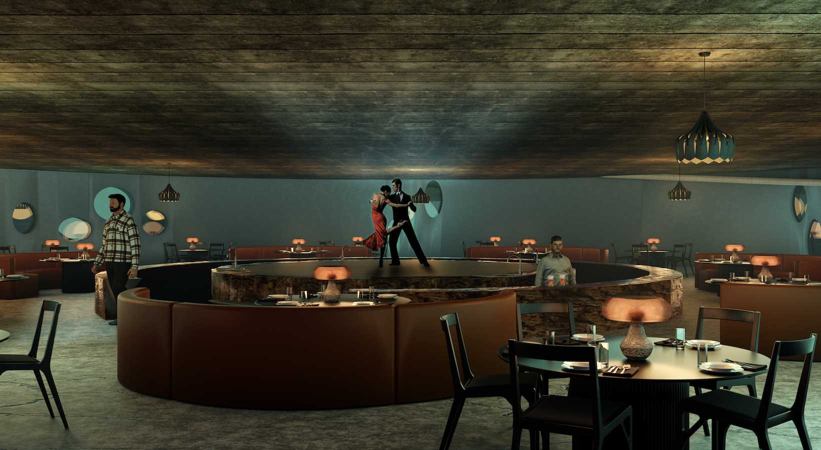 Interior rendering of the cabaret. 