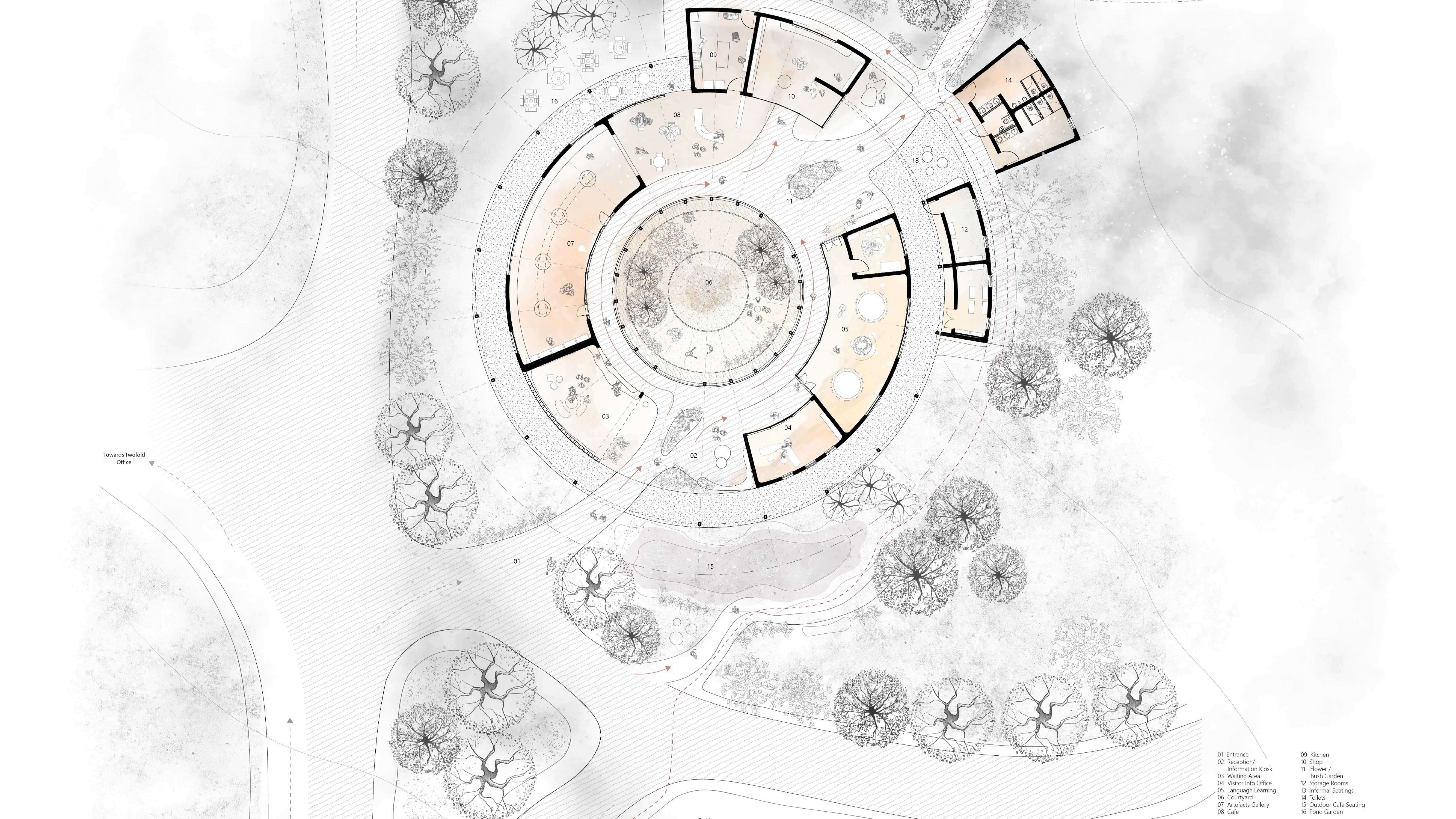 Floor Plan of the Welcome Building, Jigamy Farm Visitor Center 