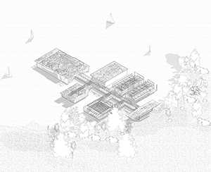 Axonometric view of the theatre