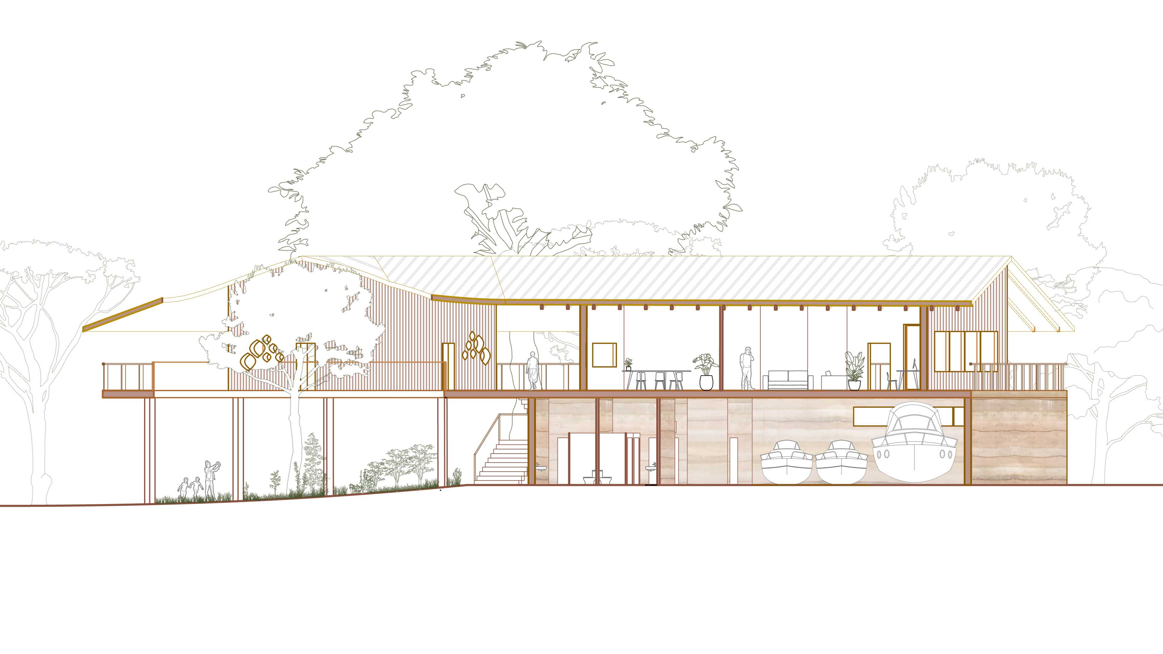 Perspective Section of Gamay Rangers Workshop at 1:150