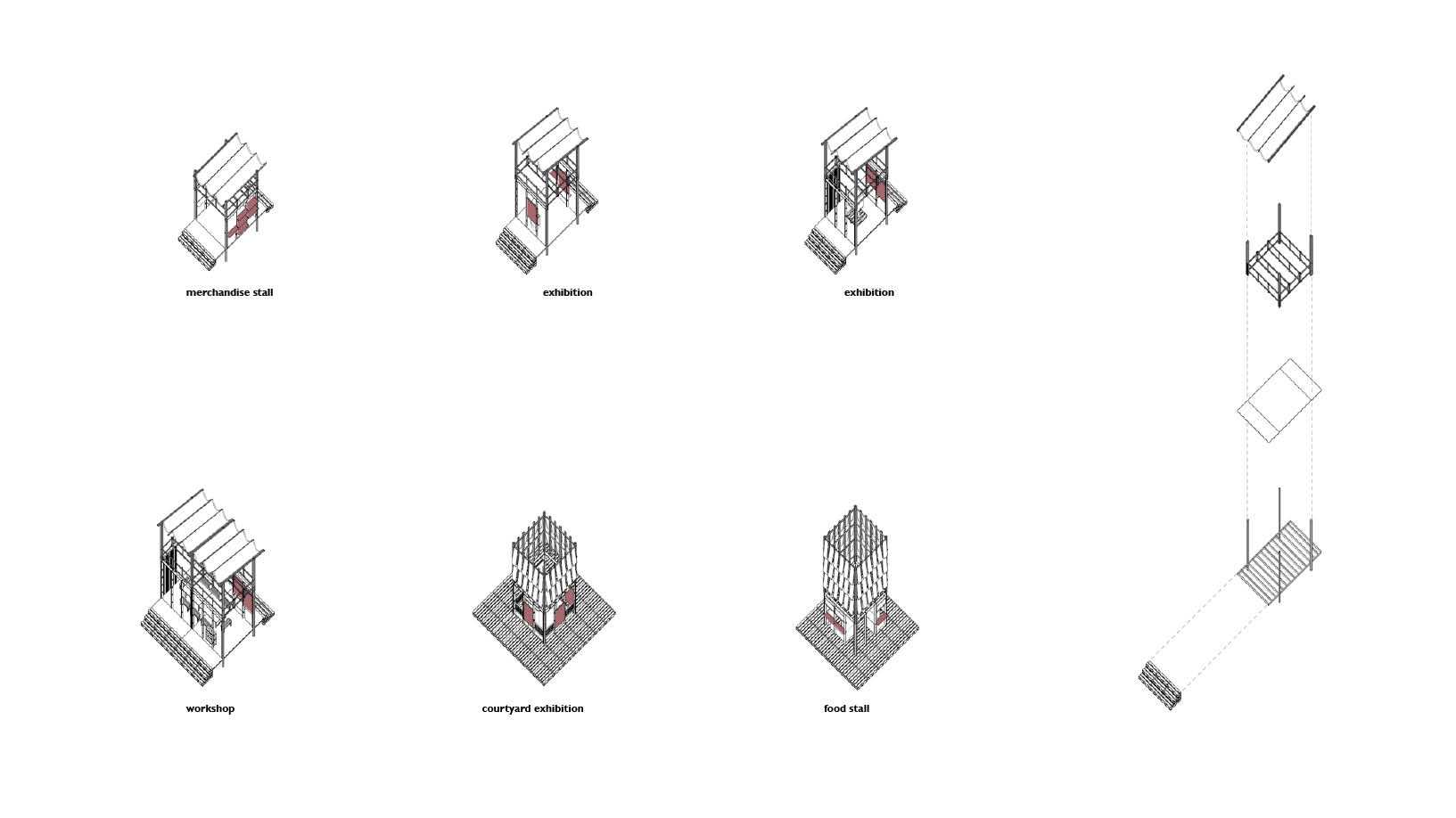 The modular design provides an adaptable space for exhibitions, seminars or large-scale events, and adjustable panels and benches enhance flexibility to meet different needs and formats.