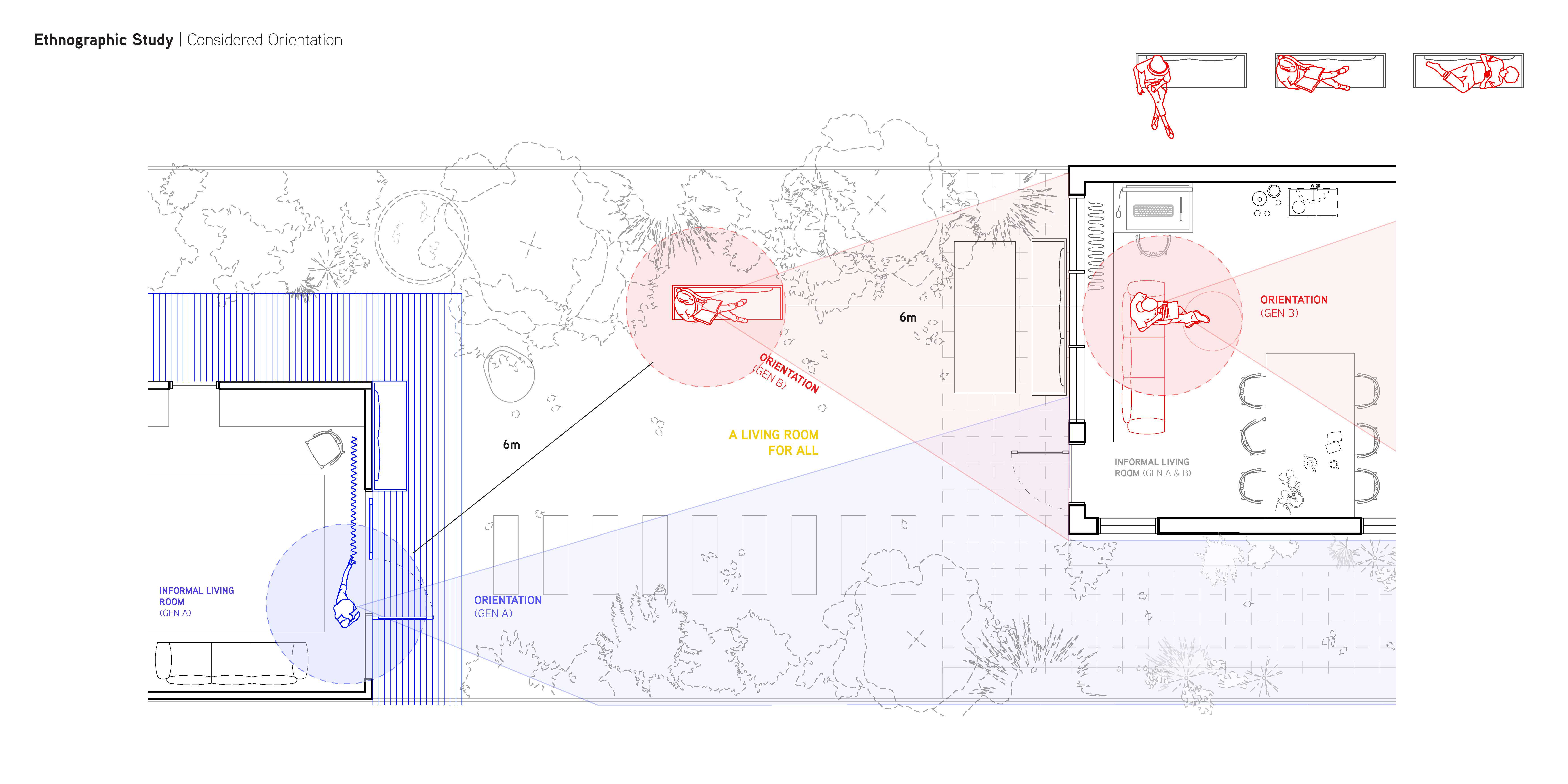 Drawing through observation has been a primary tool in this project for understanding how spaces and inhabitants shape each other.