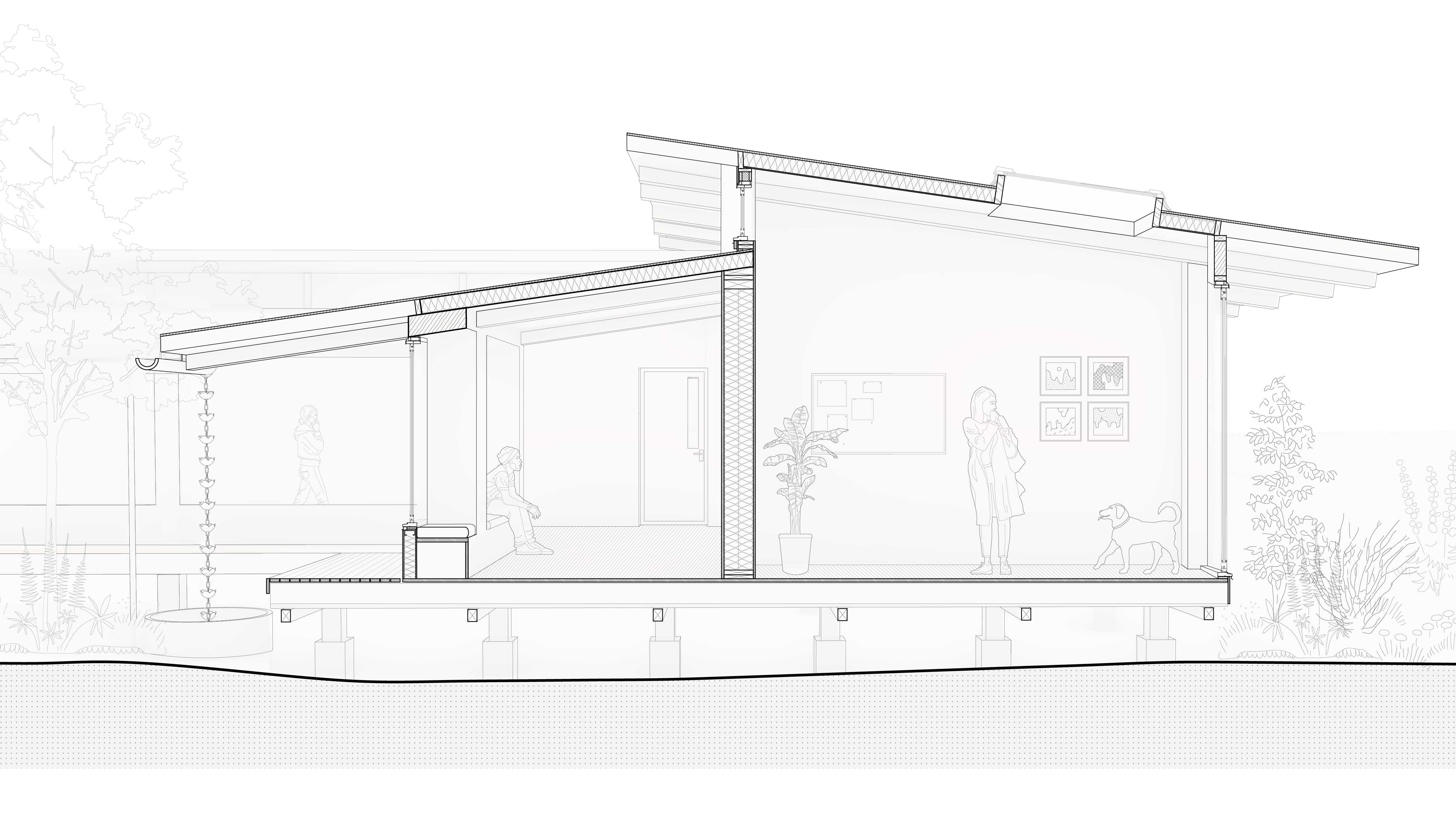 Detailed sectional perspective drawing