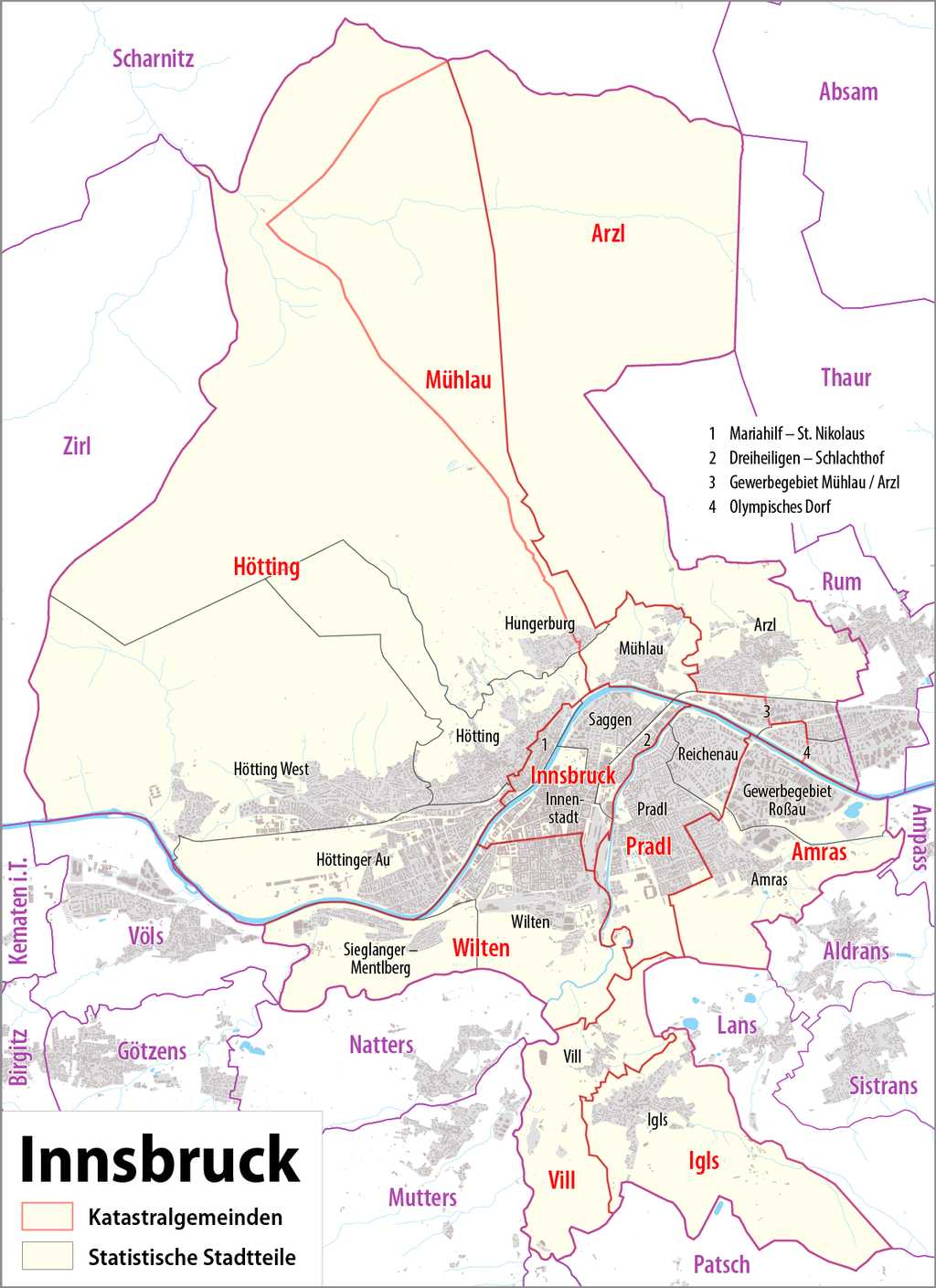 Innsbruck district breakdown (Source: Shutterstock, TRIS)