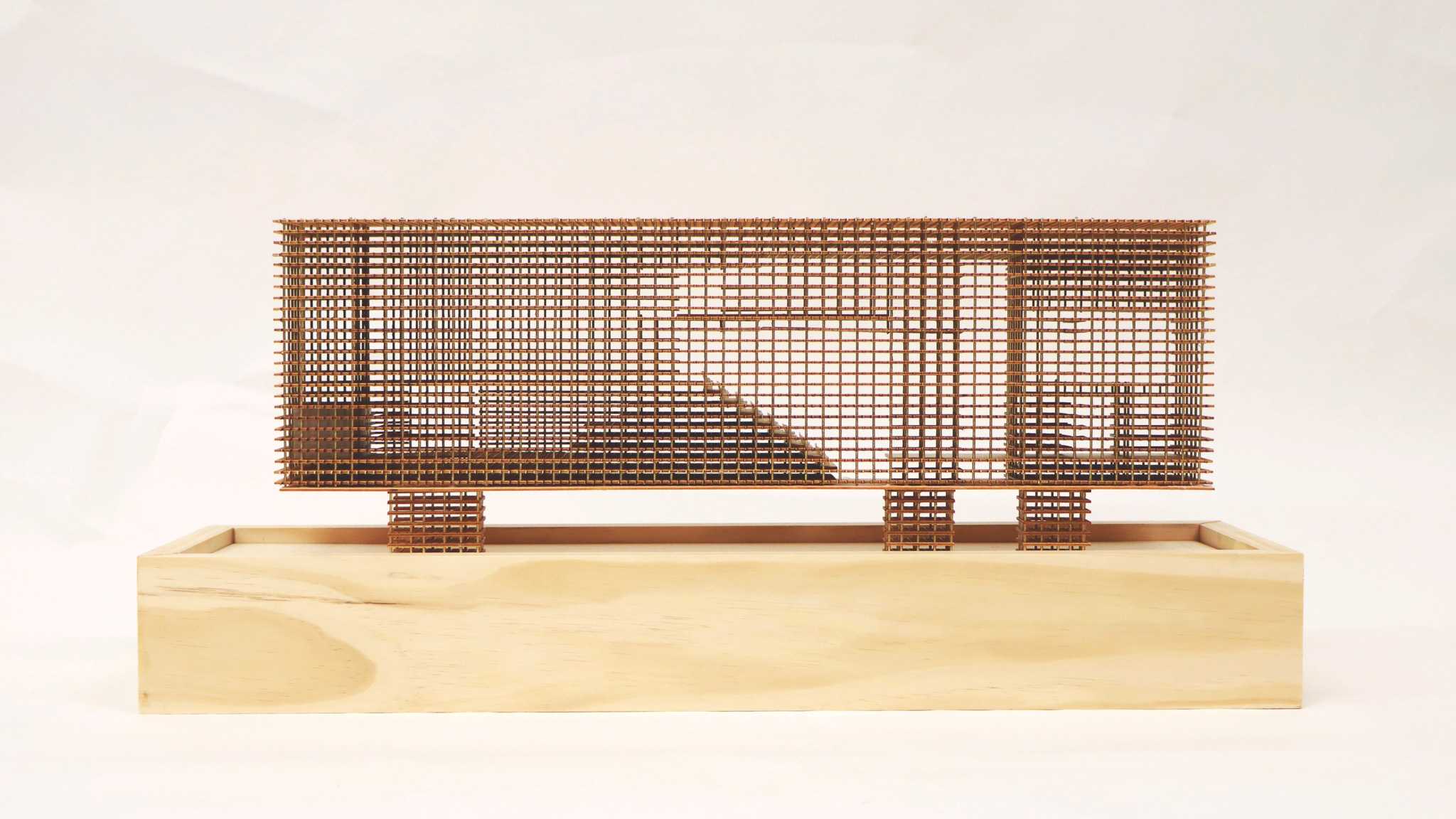 Sectional Model of Floating Theatre
Materials: Pine wood, Basswood, Bronze Rod, PLA