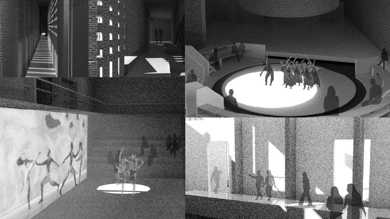 light + shadow visualisations:
ticketing office, main theatre, secondary theatre, tidal path.
