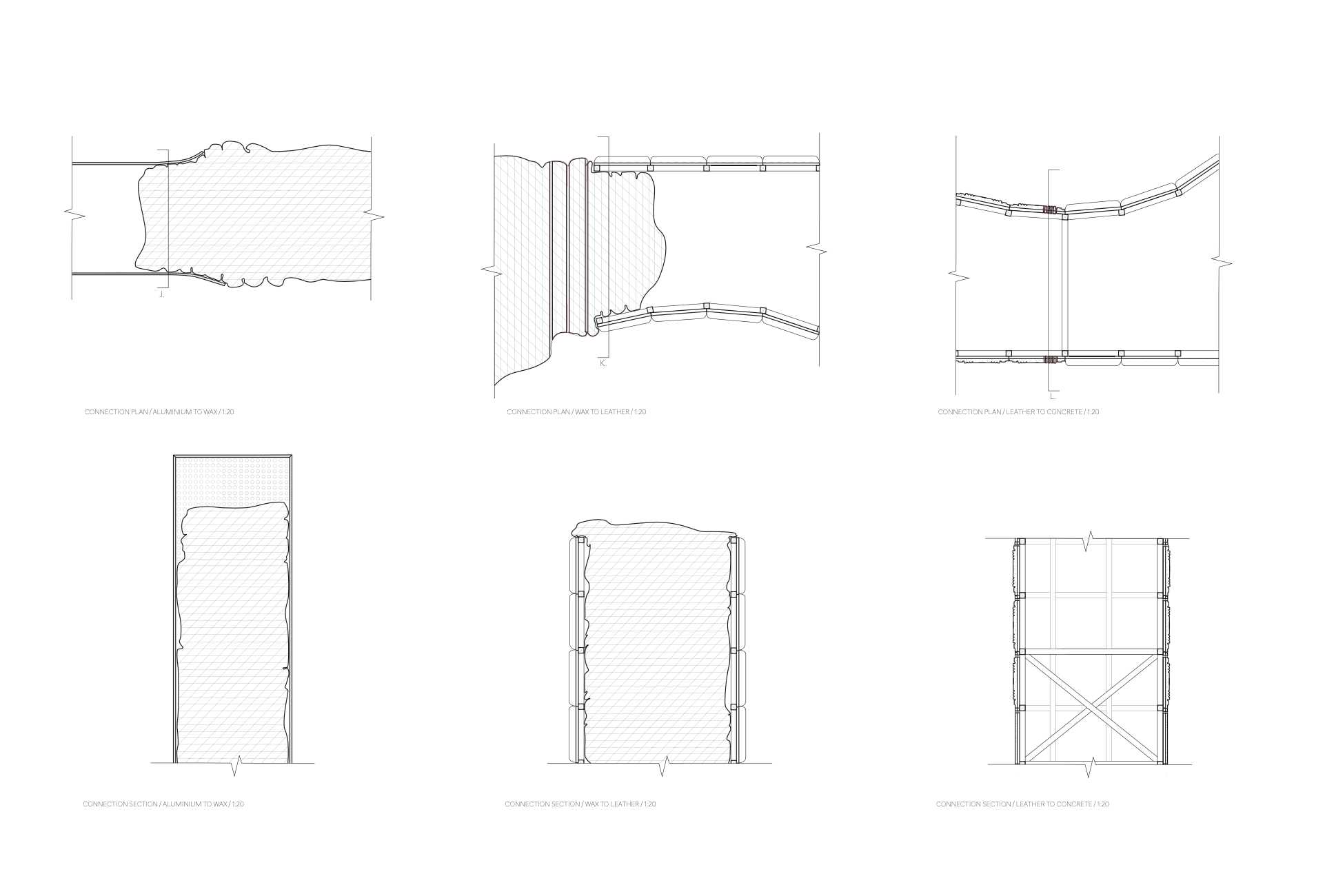 Connection Details: Intentionally rough, violent and crude, exposing the harshness and sometimes grotesque nature of each material and confronting those experiencing the pavilion with an unexpected experience accentuating material qualities.