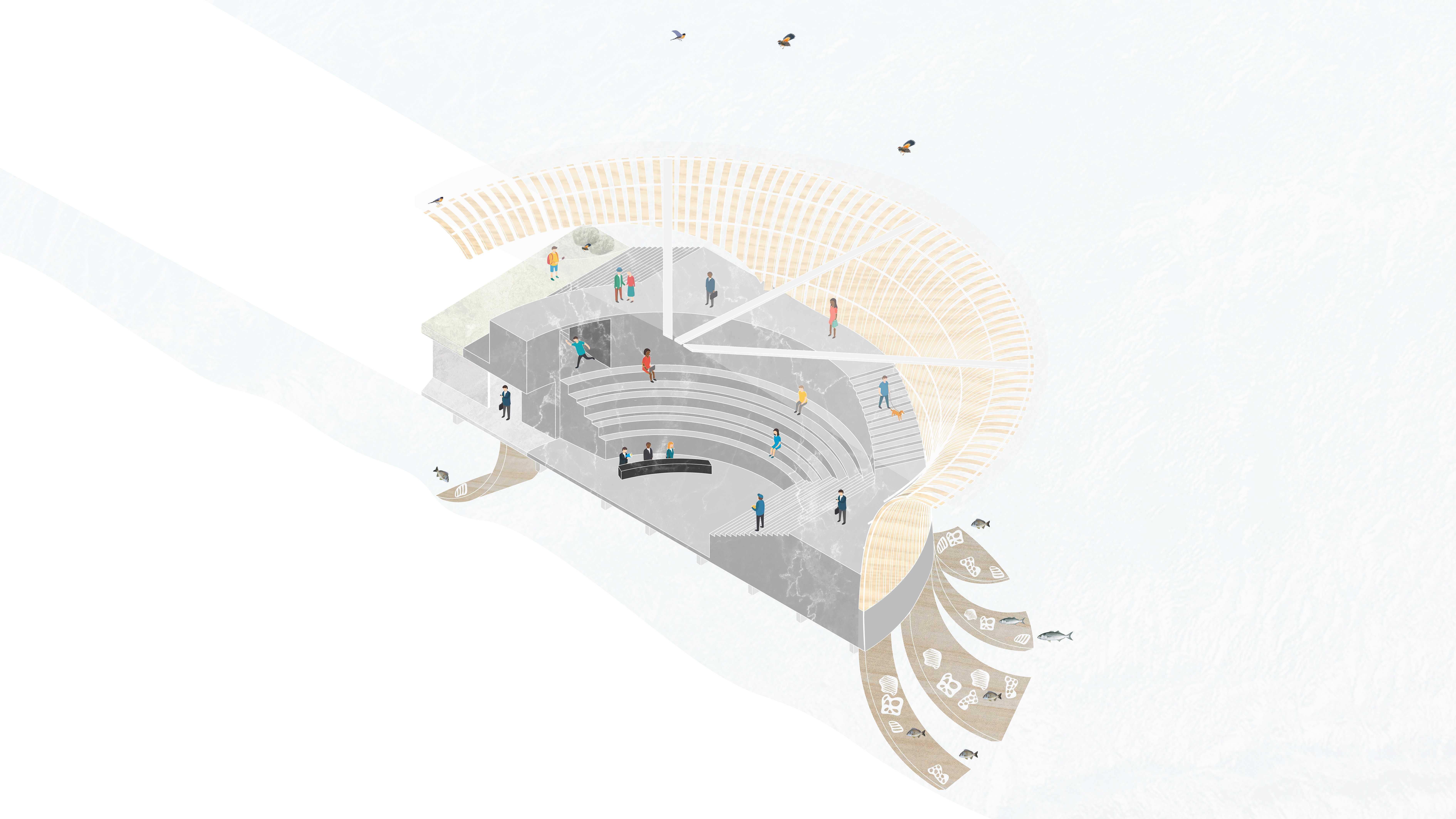 Sectional Isometric Drawing of Debate Space in 'The Soul of North Sydney'