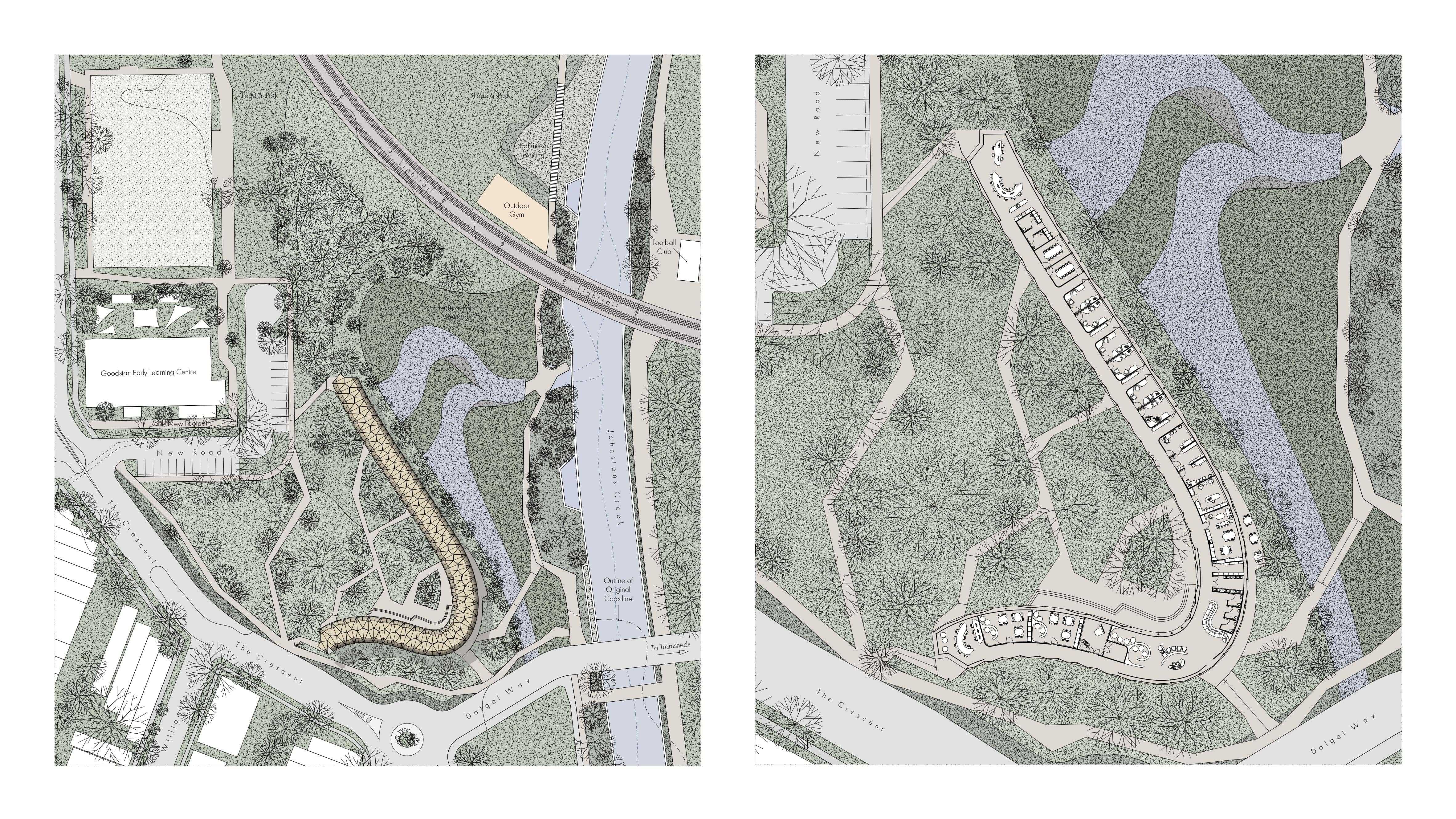 Site plan (left) & ground floor plan (right)