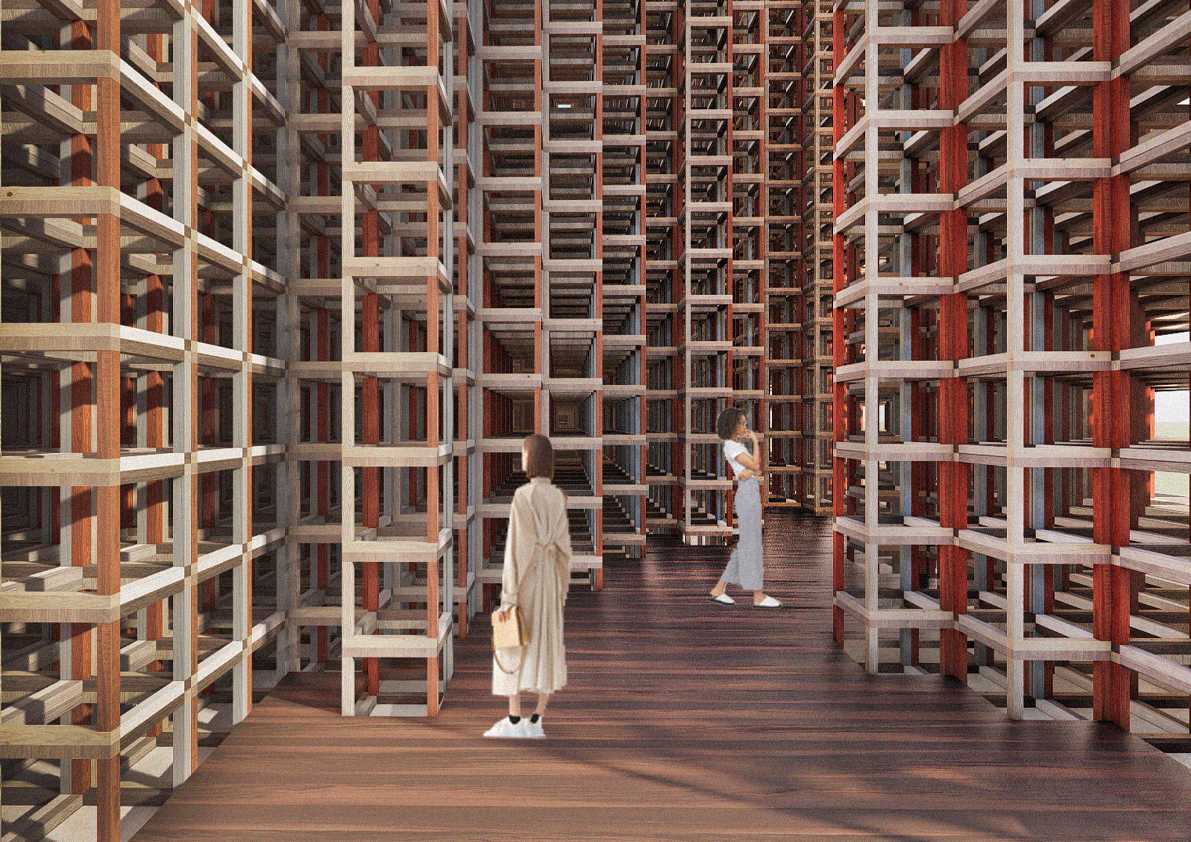 The Hall of Transformation—a symbolic gesture of the vast linguistic landscape which immerses visitors as they navigate through the site. 