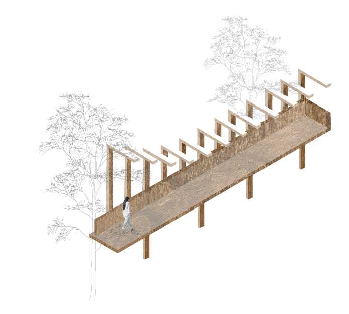 Detail of the terrace as a gentle threshold, mediating movement between enclosed space and open environment