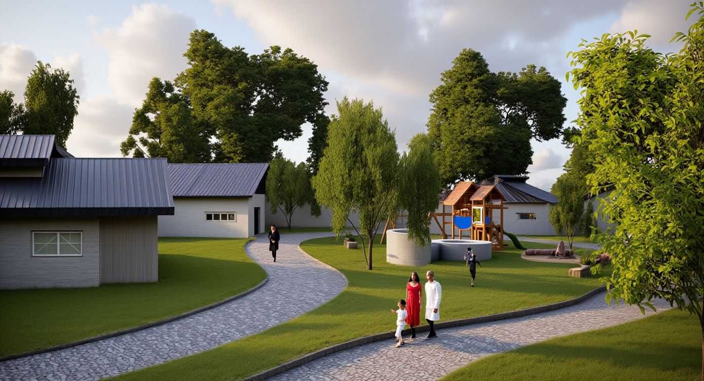 The rendered view showing the detail of residential area