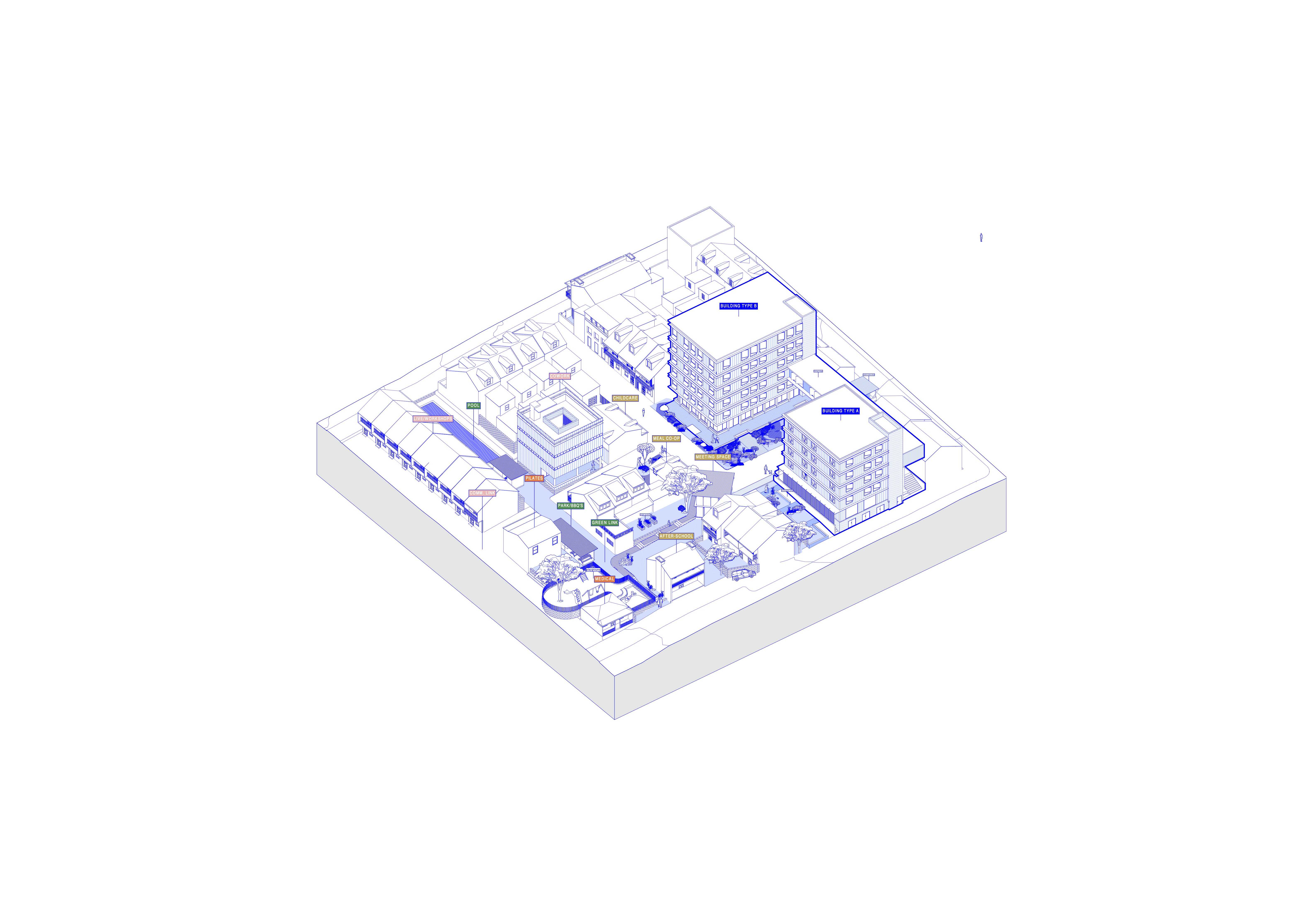 Little Napier Street Precinct: Proposed Site Axonometric
