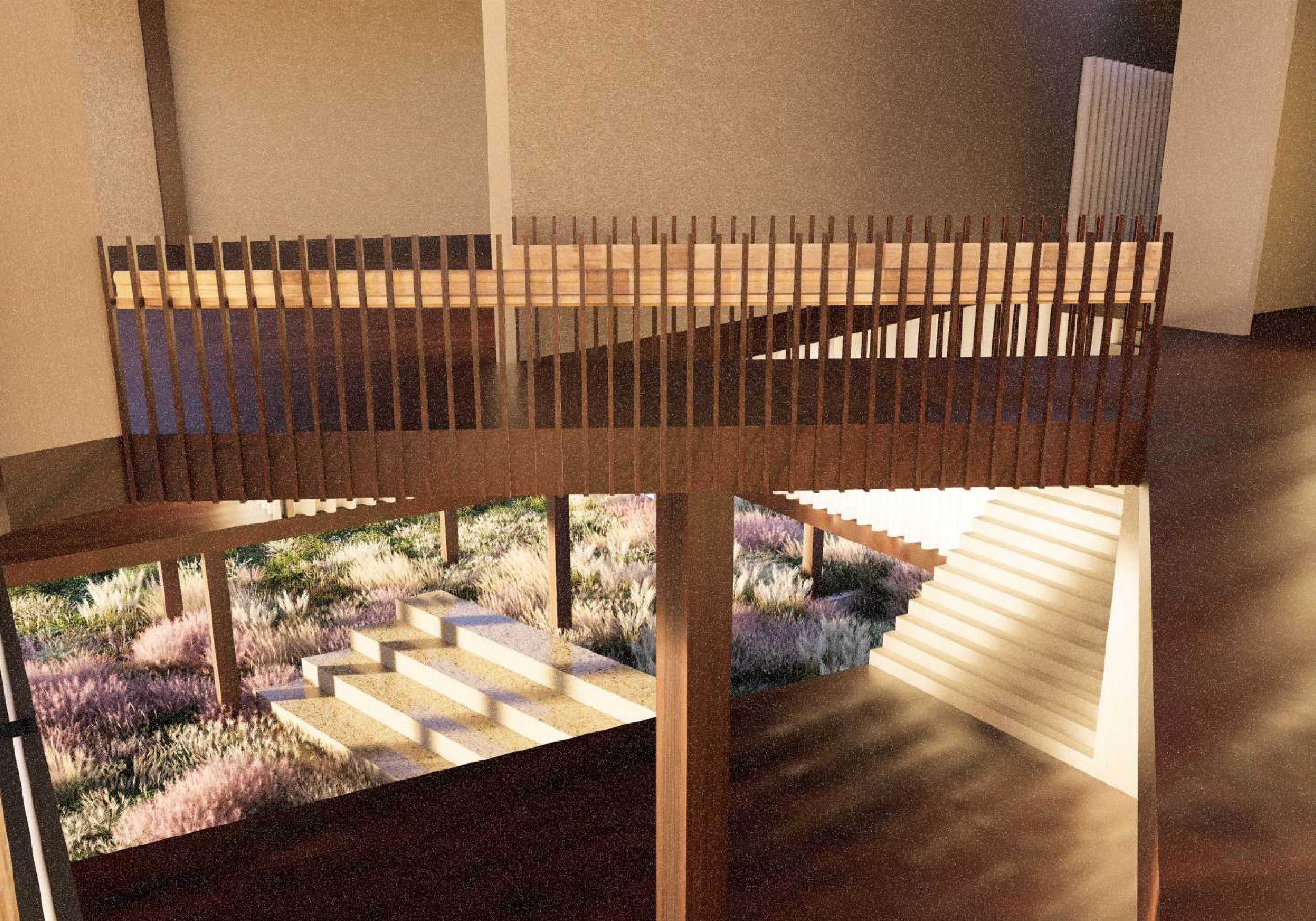 A bridge forming part of the identity, expressing continuous movement and lingering footprints.