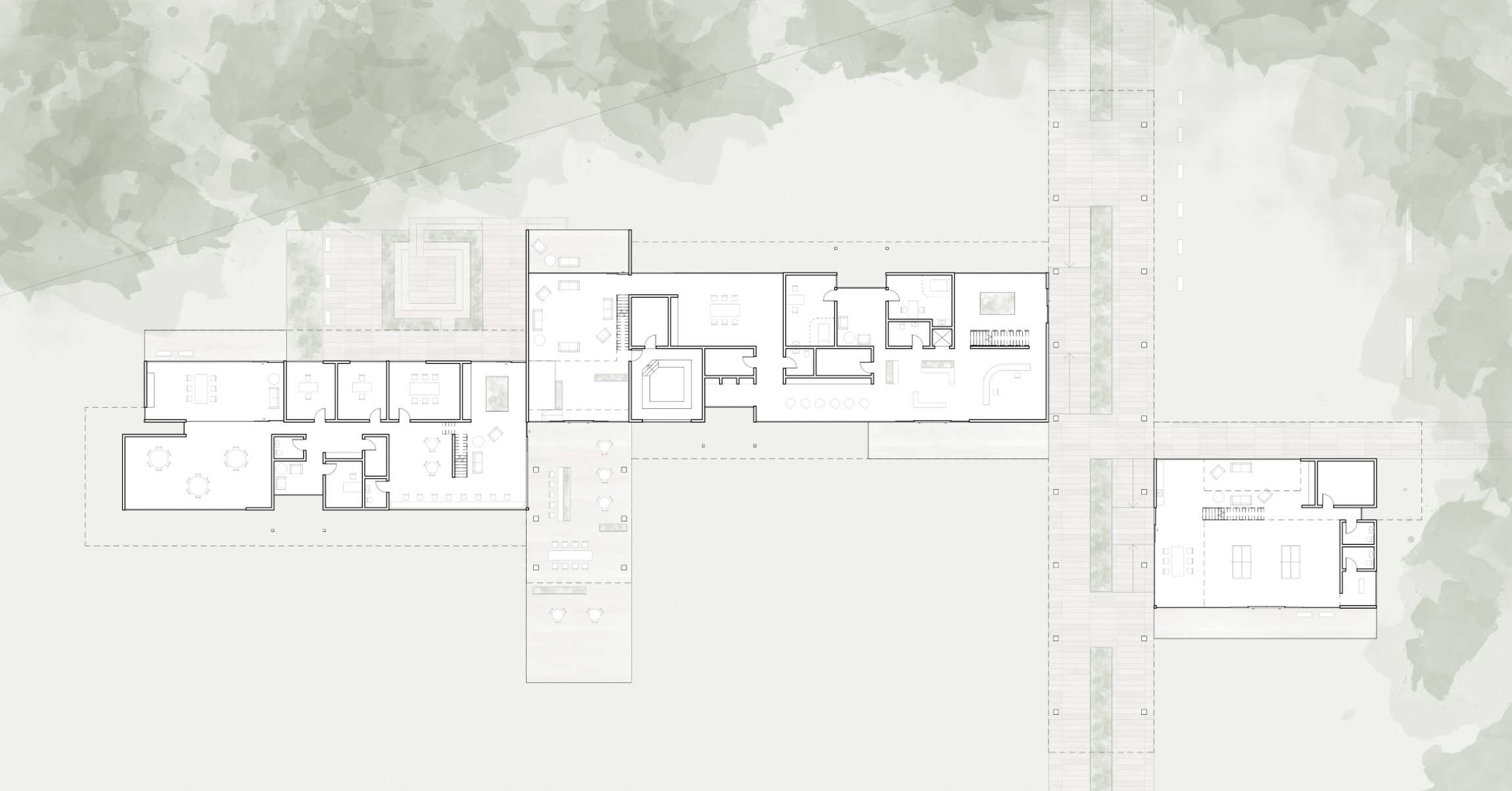 Site plan - built form as an extension of the canopy
