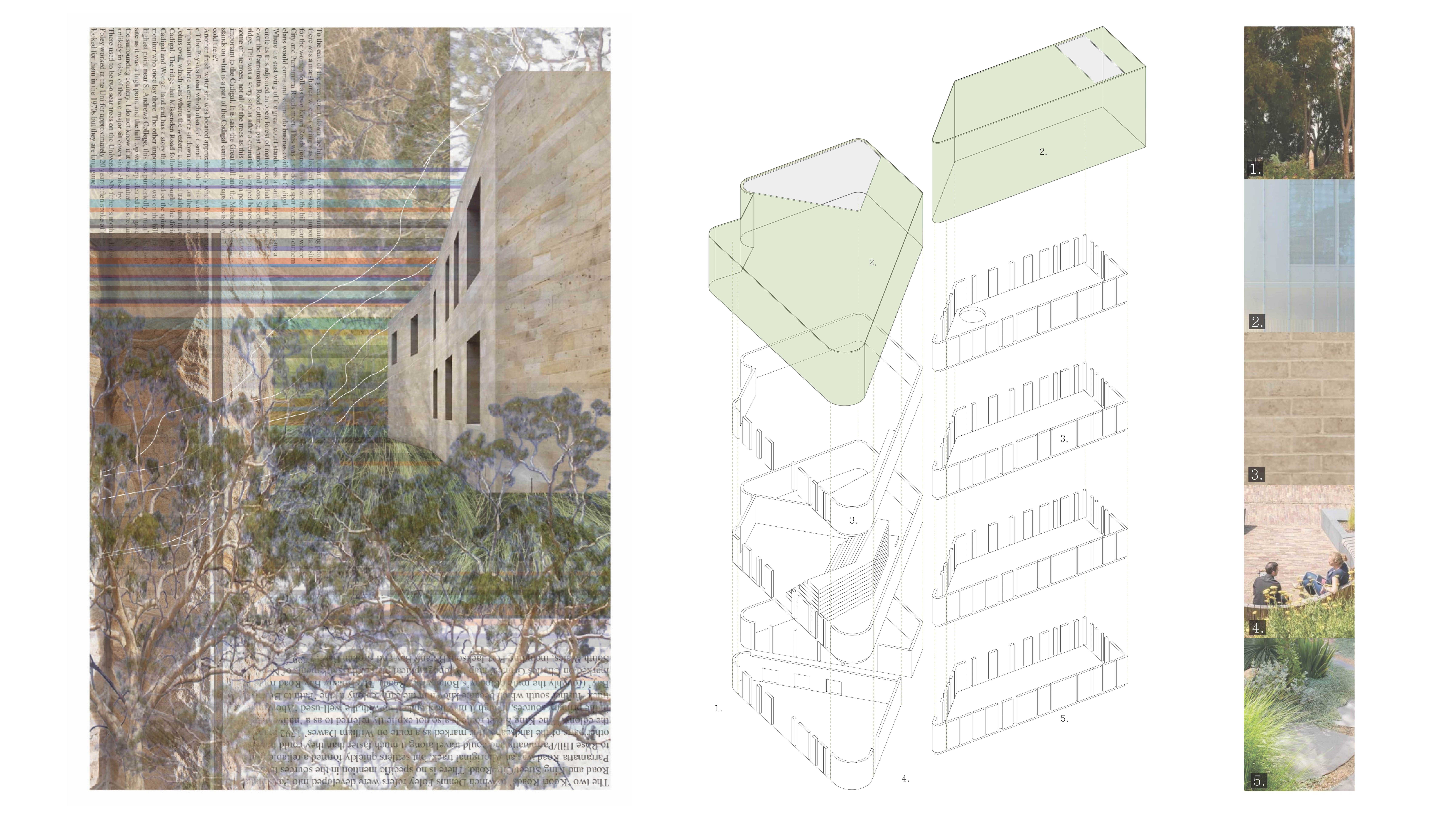 The materials and facade of the building are informed by the surrounding natural and manmade landscapes. Native gardens and thoughtful materials are key principles which have guided the design.