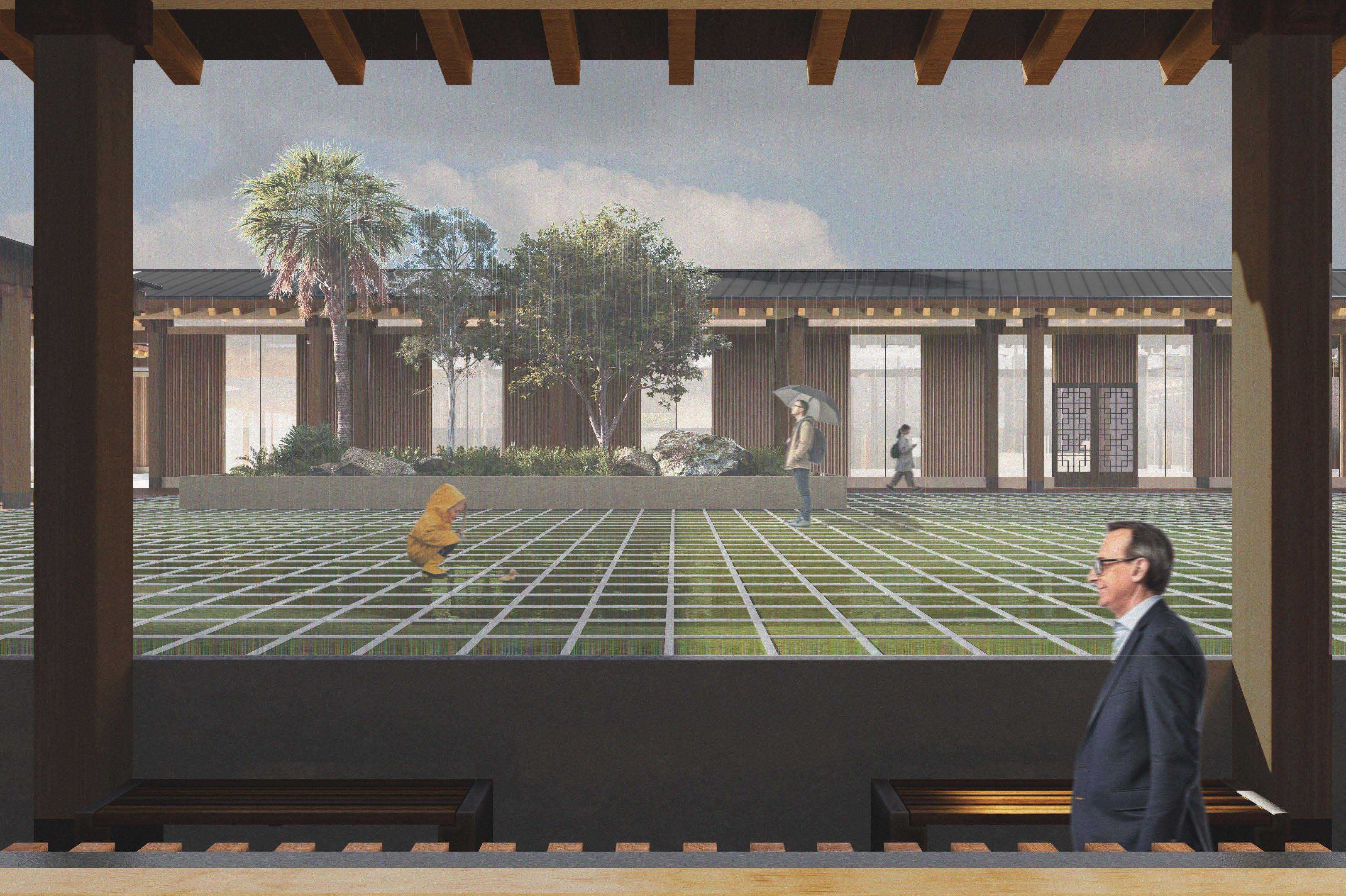 The structure becomes a quiet frame that blurs the line between inside and out, letting space breathe outward as the landscape gently pours into the architecture’s unfolding rhythm.