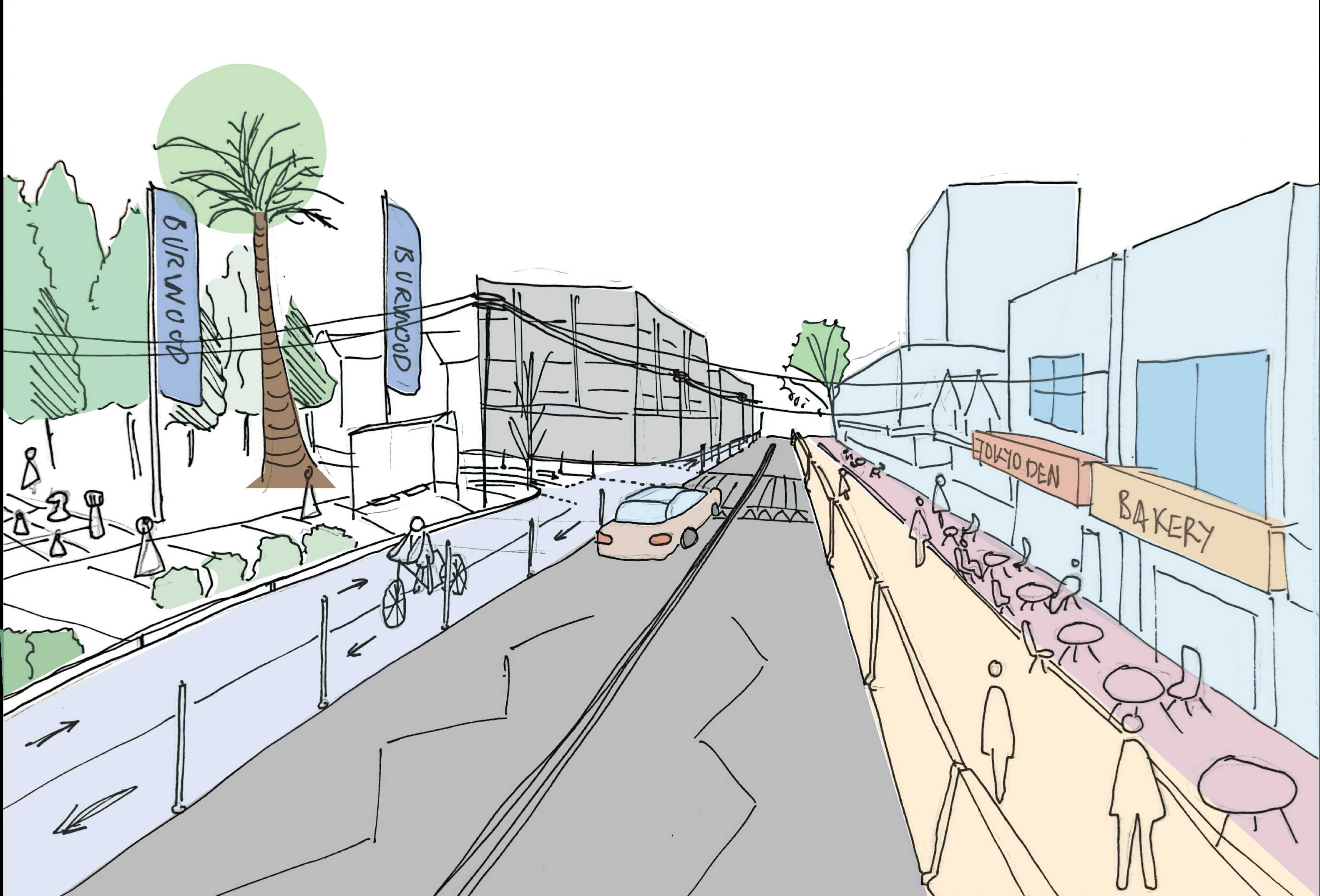 Sketch of Burwood Road