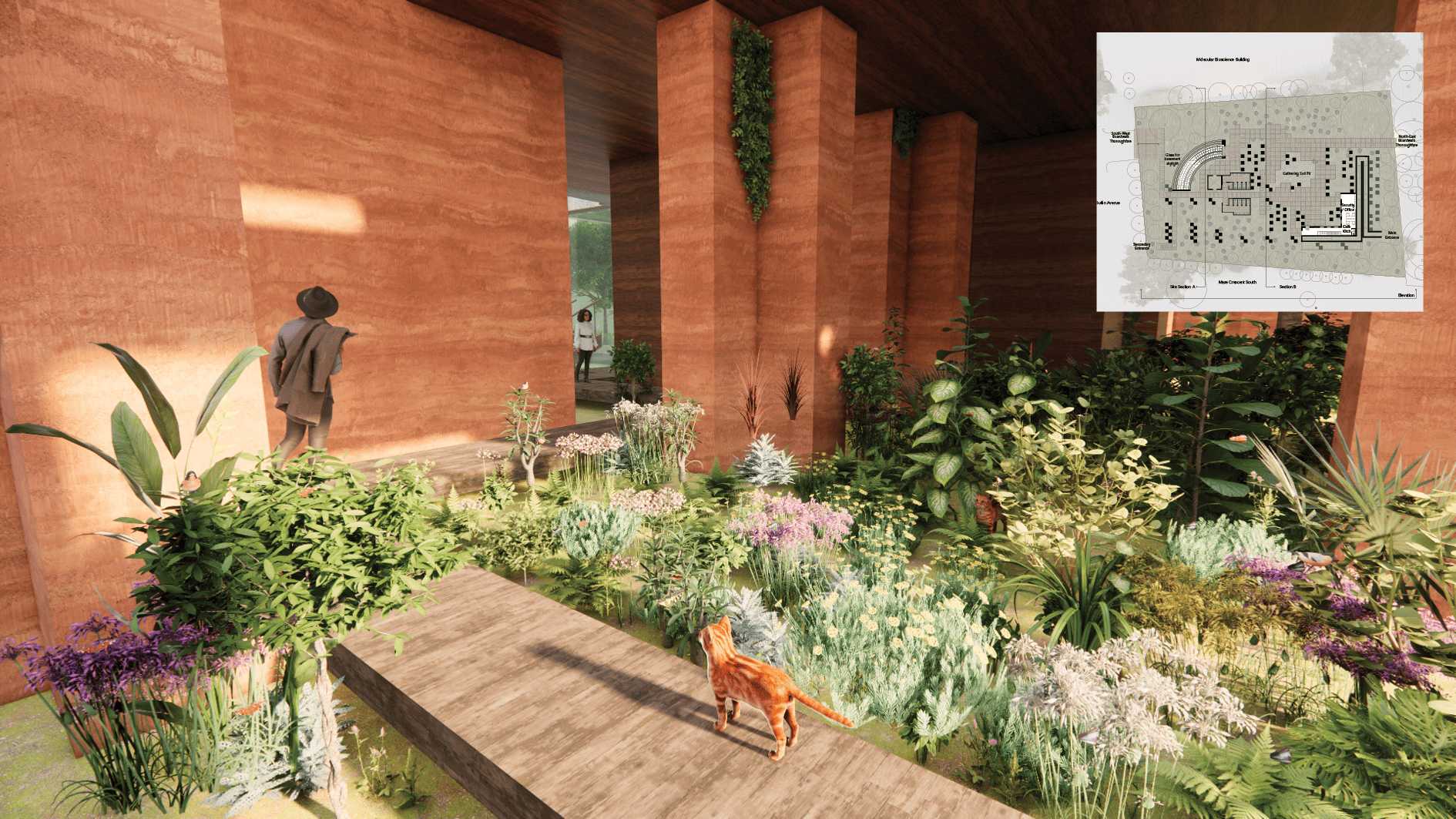 Ground
[Meander] [Walkable City] [Experiential Pillar Forest]

This project has chosen to prioritise the experience of meandering rather than a single attention-grabbing facade, re-imagining the ironbark forest that once occupied this land.