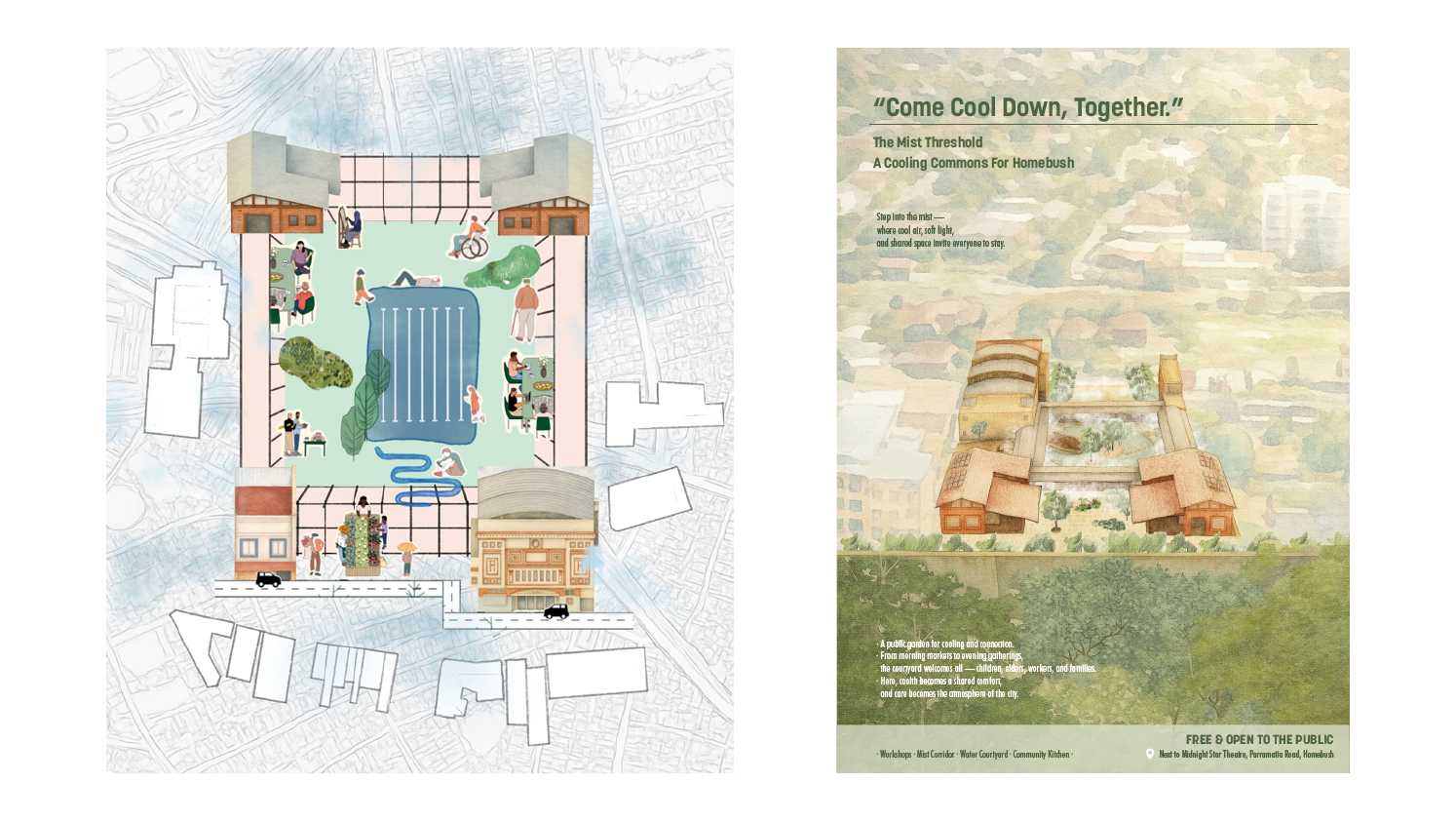 The Image Manifesto and the poster show the public invitation to experience shared coolth in Homebush.