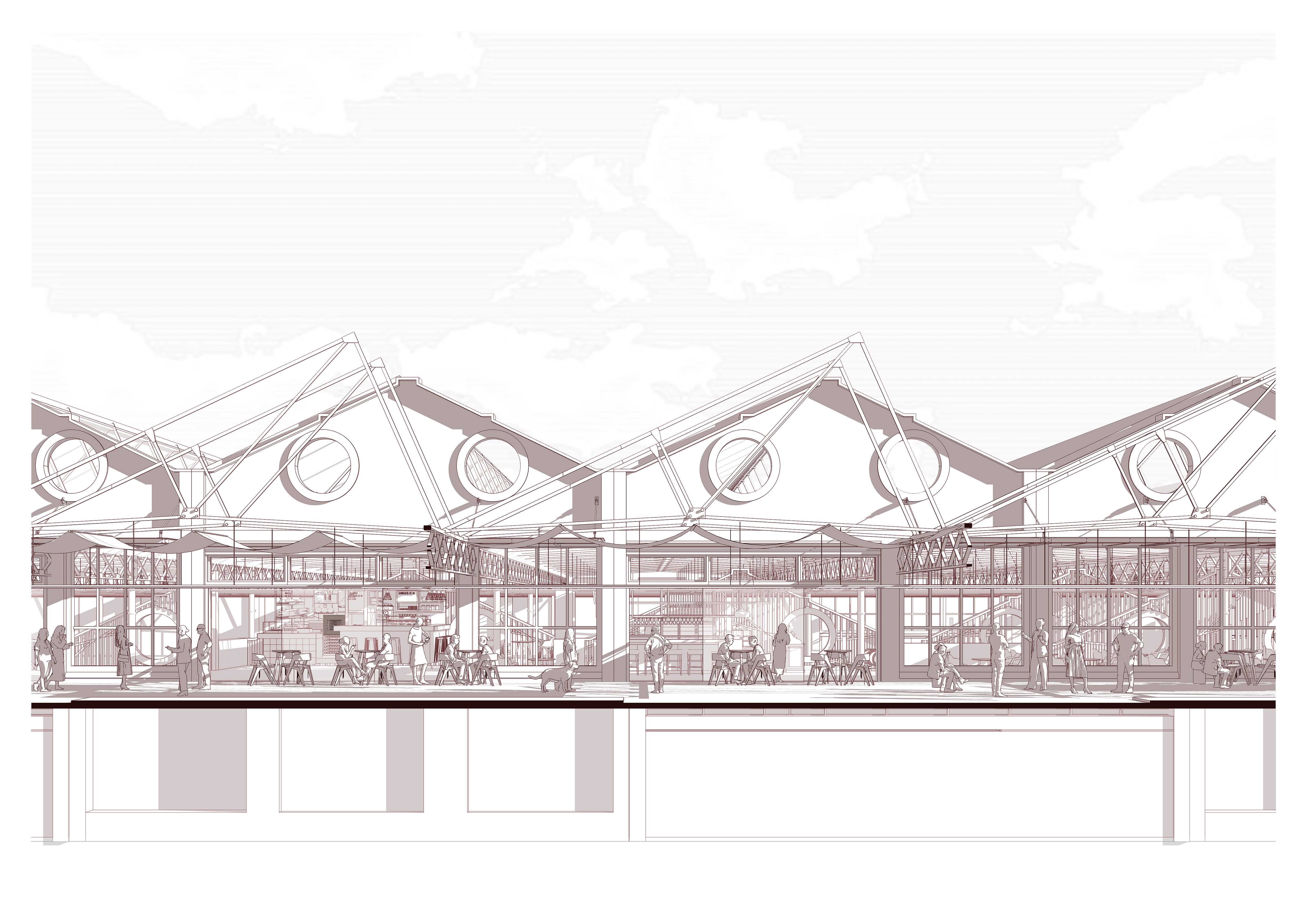 The Civic Street transforms the depot into a permeable social spine, linking Newtown actively. Public programs spill into the laneway, turning daily life and creativity into a continuous public stage.