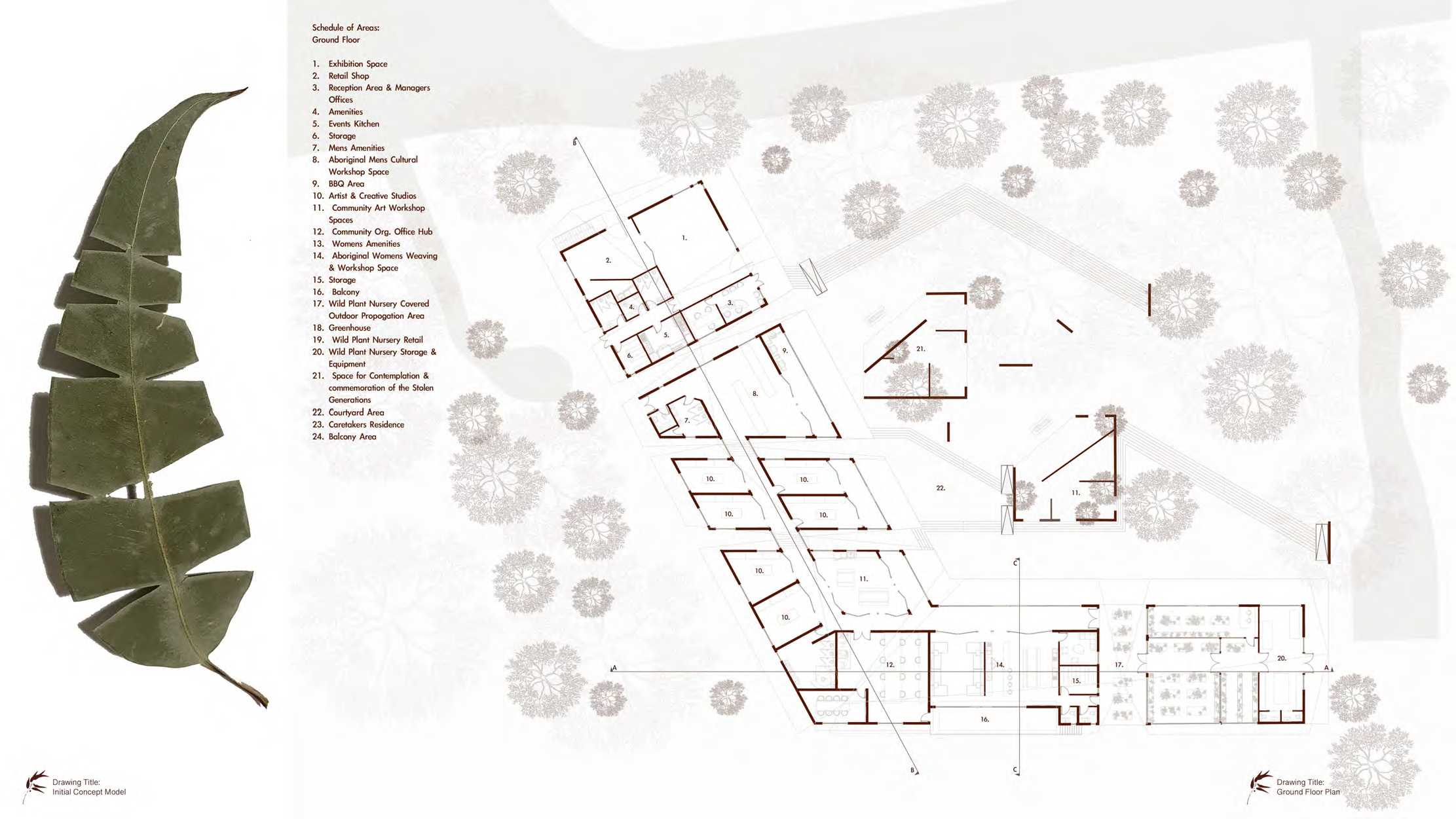Guided by the land, interconnected spaces flow between openness and intimacy. A central spine, sliding doors, and outdoor extensions link studios, gathering areas, and nature into a continuous, immersive journey.