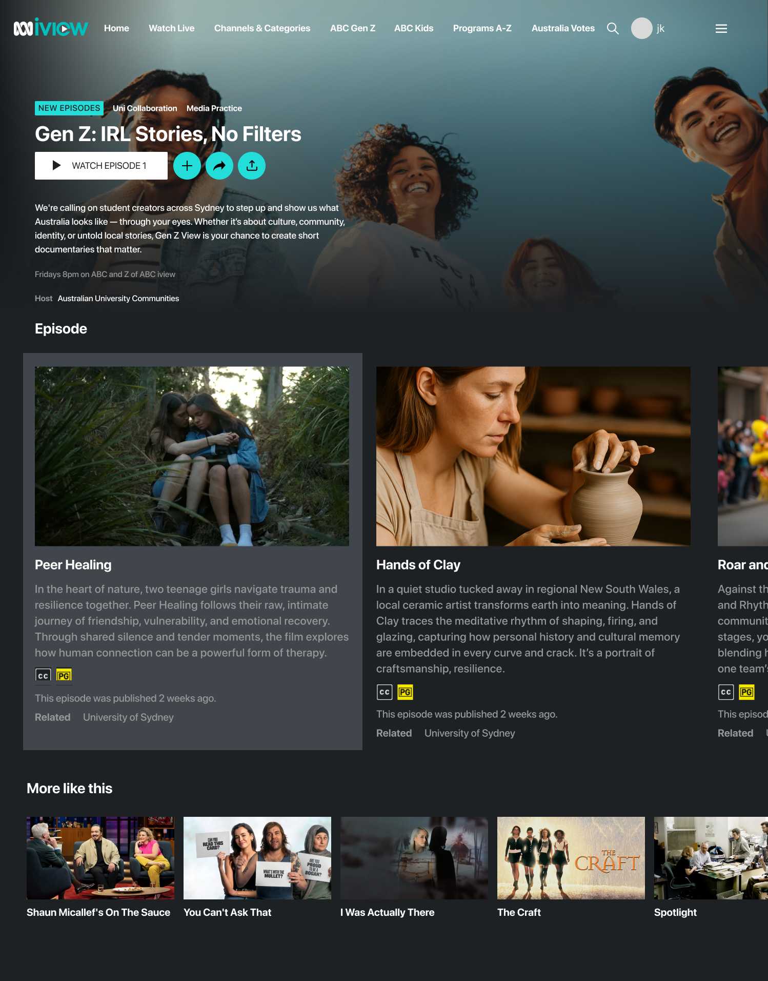 ABC x University of Sydney: Student Creation Feature — a collaborative initiative that allows students to showcase and upload their own creative video projects, led by their university.