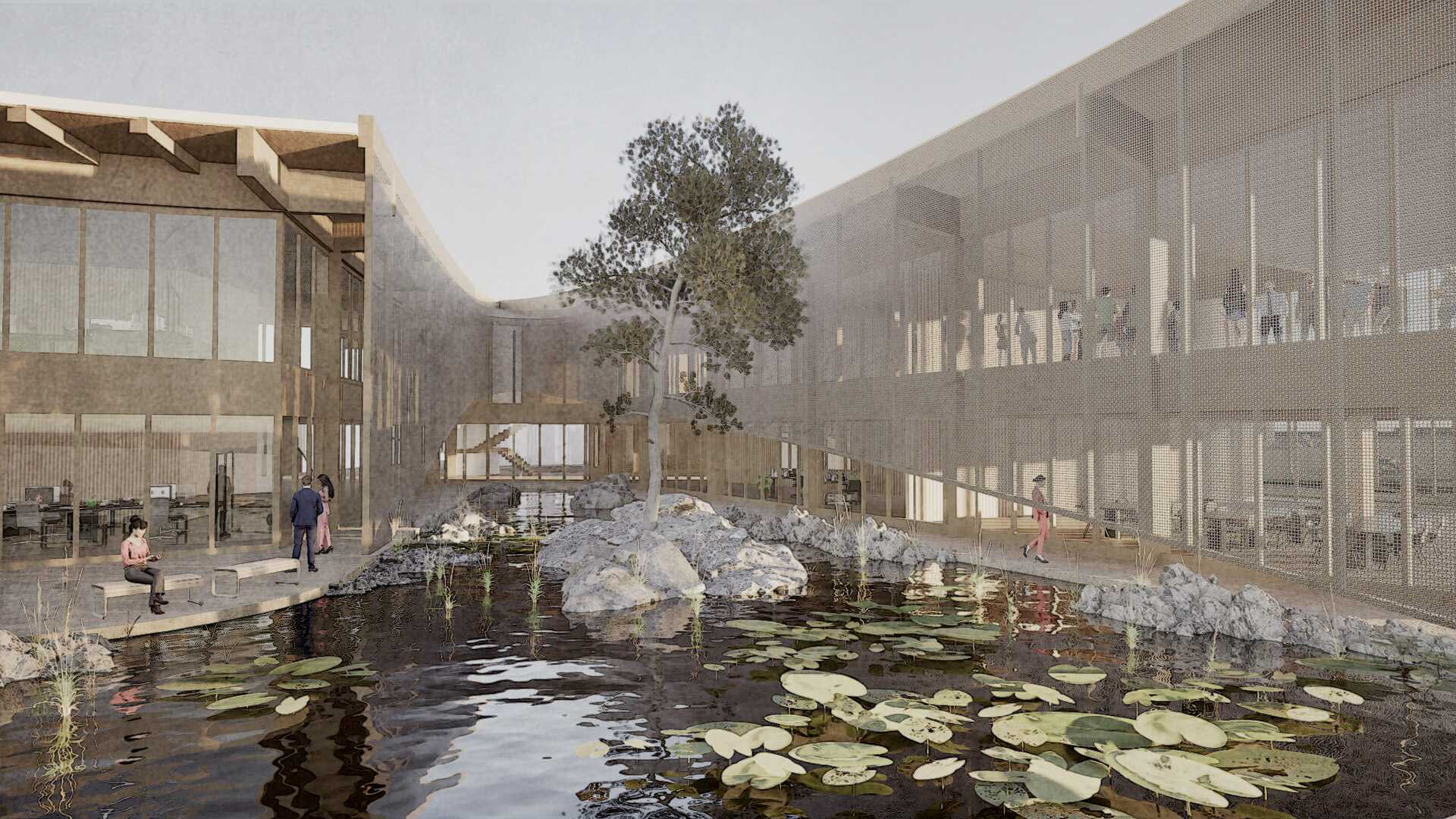 Usage of double skin façades in tropical climates have proven to be effective. The combination of artistic expression with functionality allowed the exterior to achieve a level of softness.