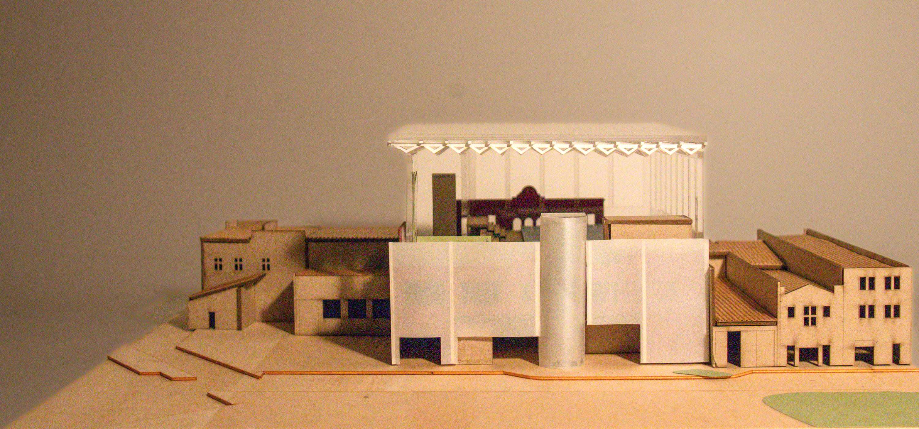Secondary Frontage 1:200 Model: Adapting the existing facade for the new programs blending to the street whilst increasing passive climate strategies, with a second skin facade to the west. 