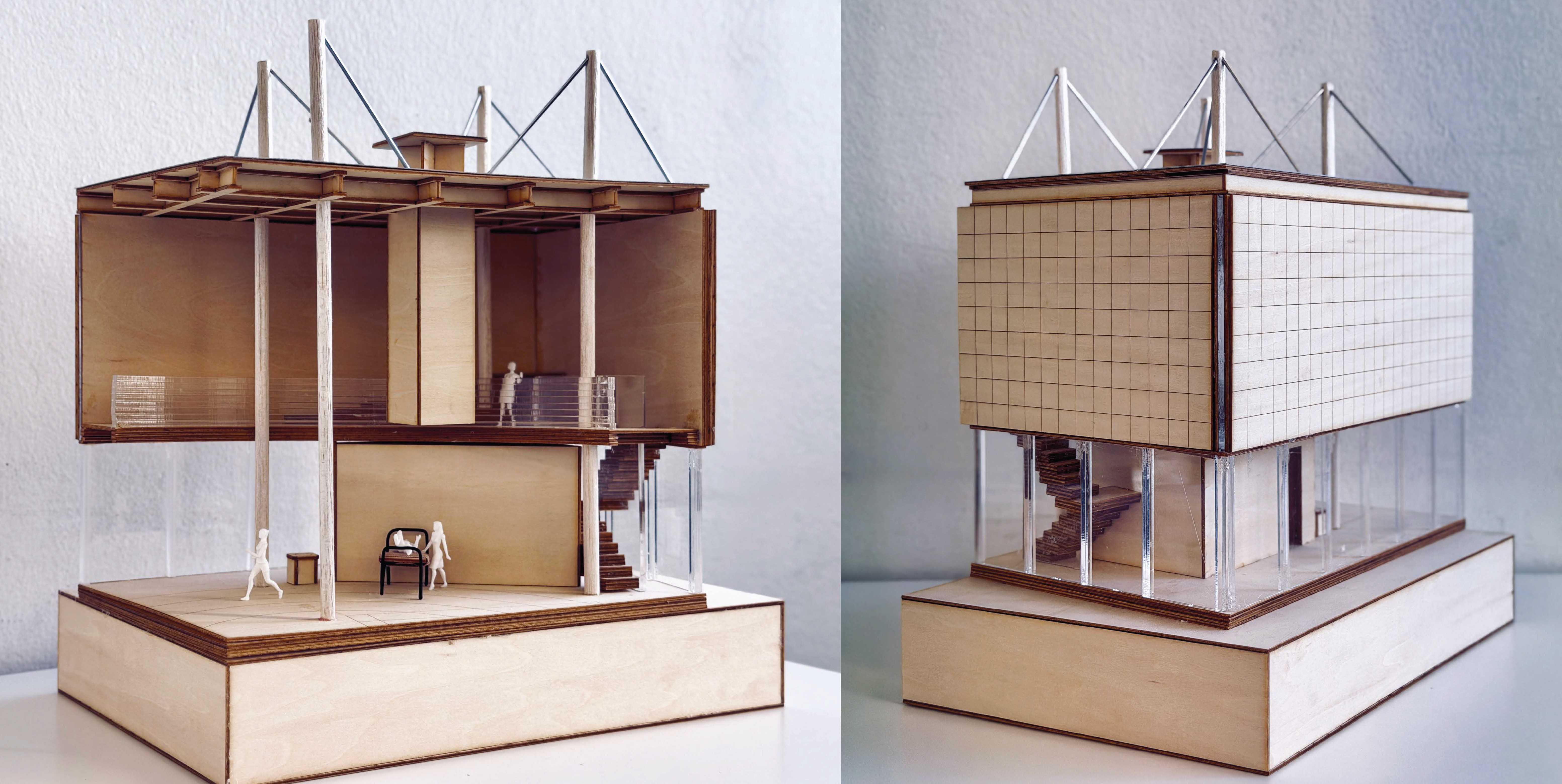 1:50 Physical Model: front corner of the extension