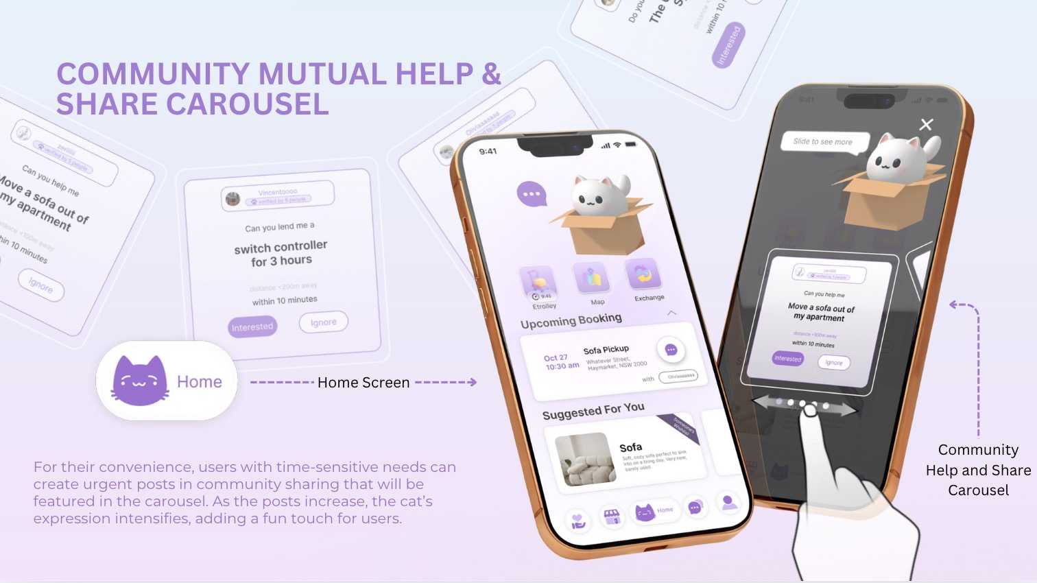 Users with time-sensitive needs can create urgent posts in community sharing that will be featured in the carousel.