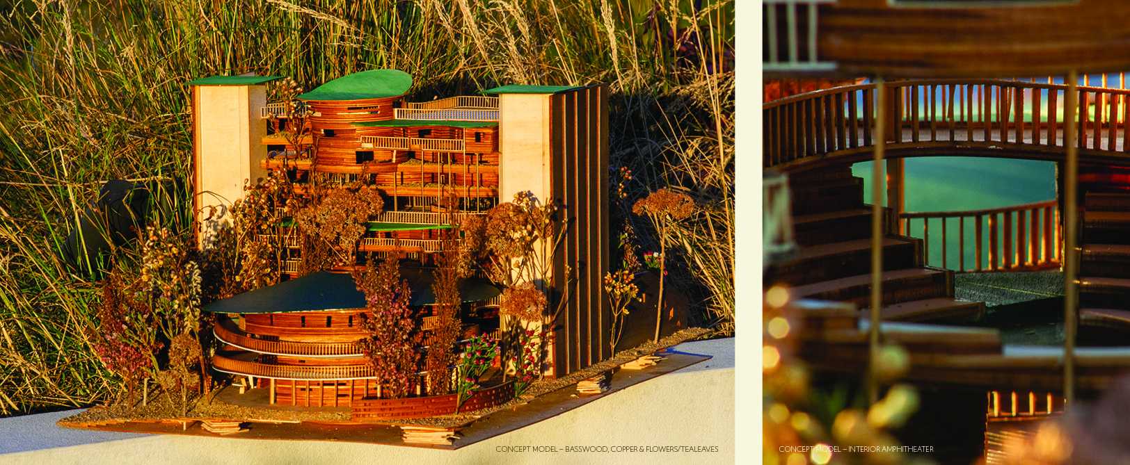 Conceptual Model – Basswood & copper with flowers and tea leaves