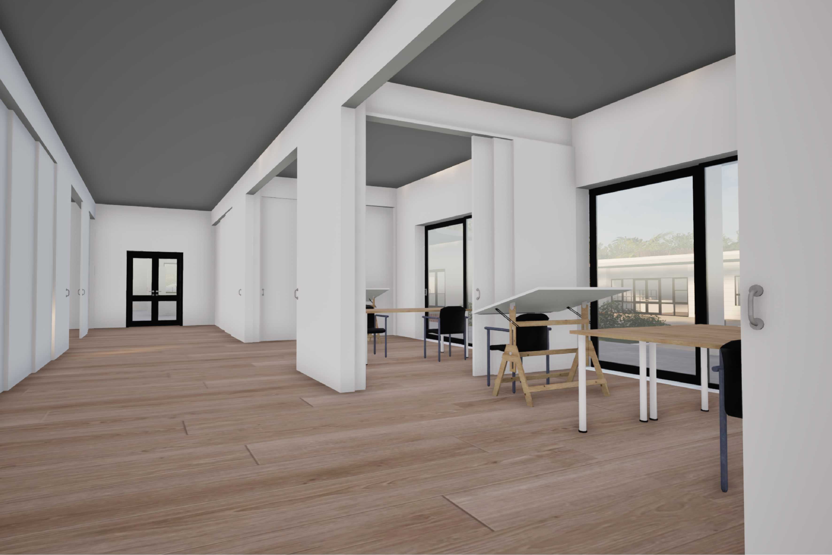 Interior Shot - Creative Arts Studios demonstrating flexibility of space through use of sliding doors.
