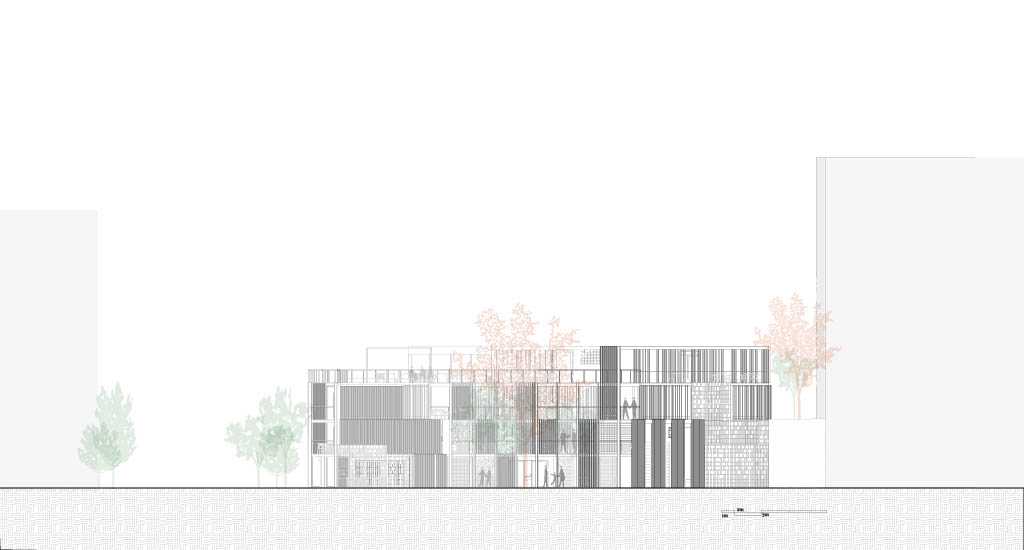 The Gadigal-facing façade features a permeable skin and operable shutters that open the building to light, air, and landscape, creating a dynamic, responsive connection with Country and community.