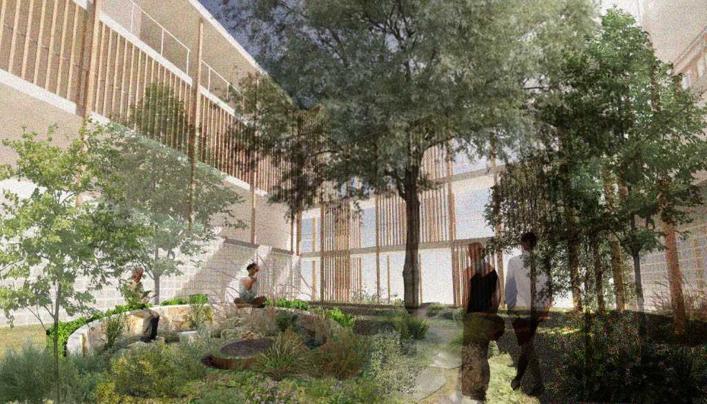 The Turpentine Forest yarning circles reintroduce endangered turpentine trees while offering a protected, peaceful gathering space that nurtures cultural exchange, community connection, and restorative engagement with the surrounding landscape.