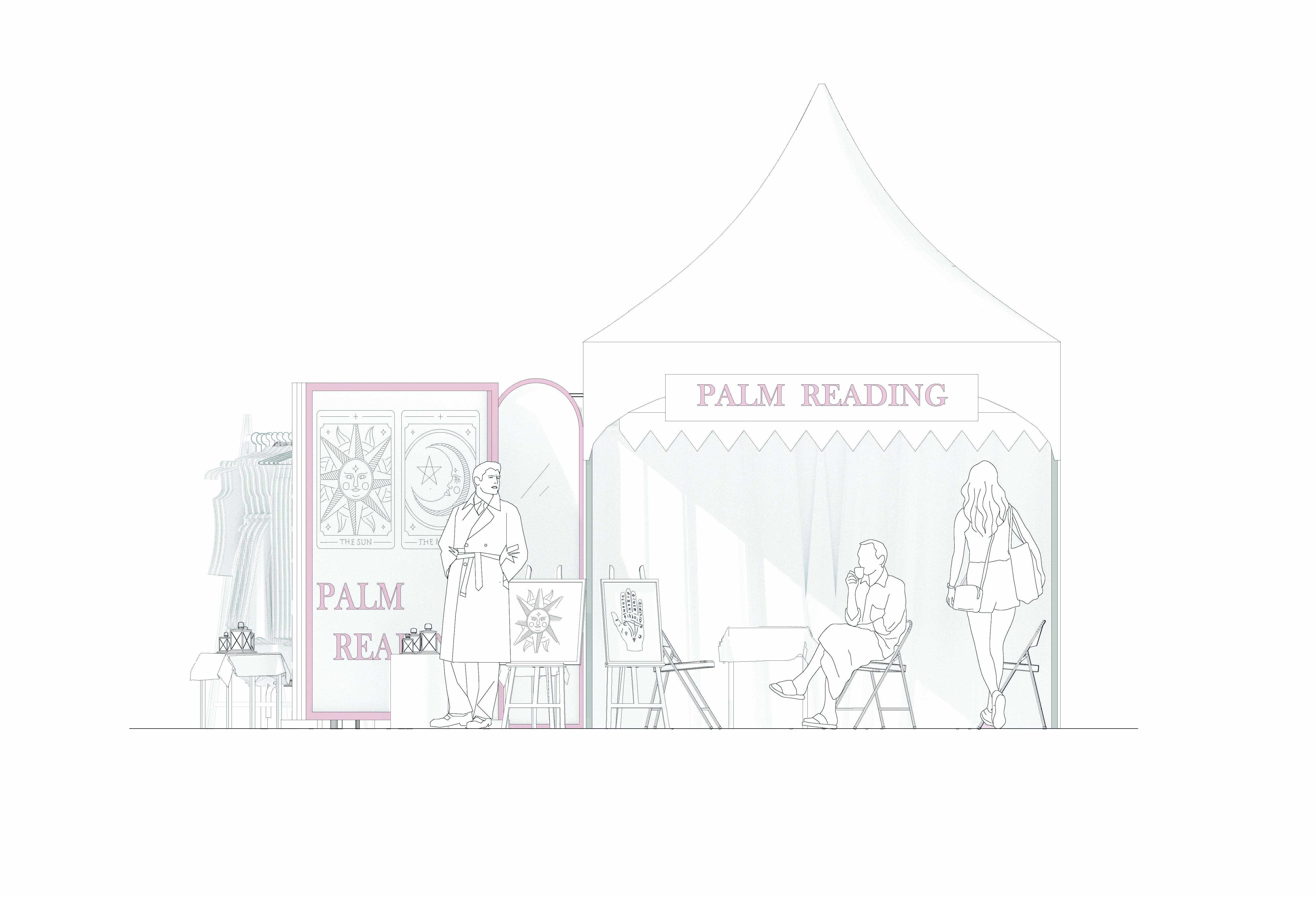 A concealed nurse triage fitted within the typical stall boundary.