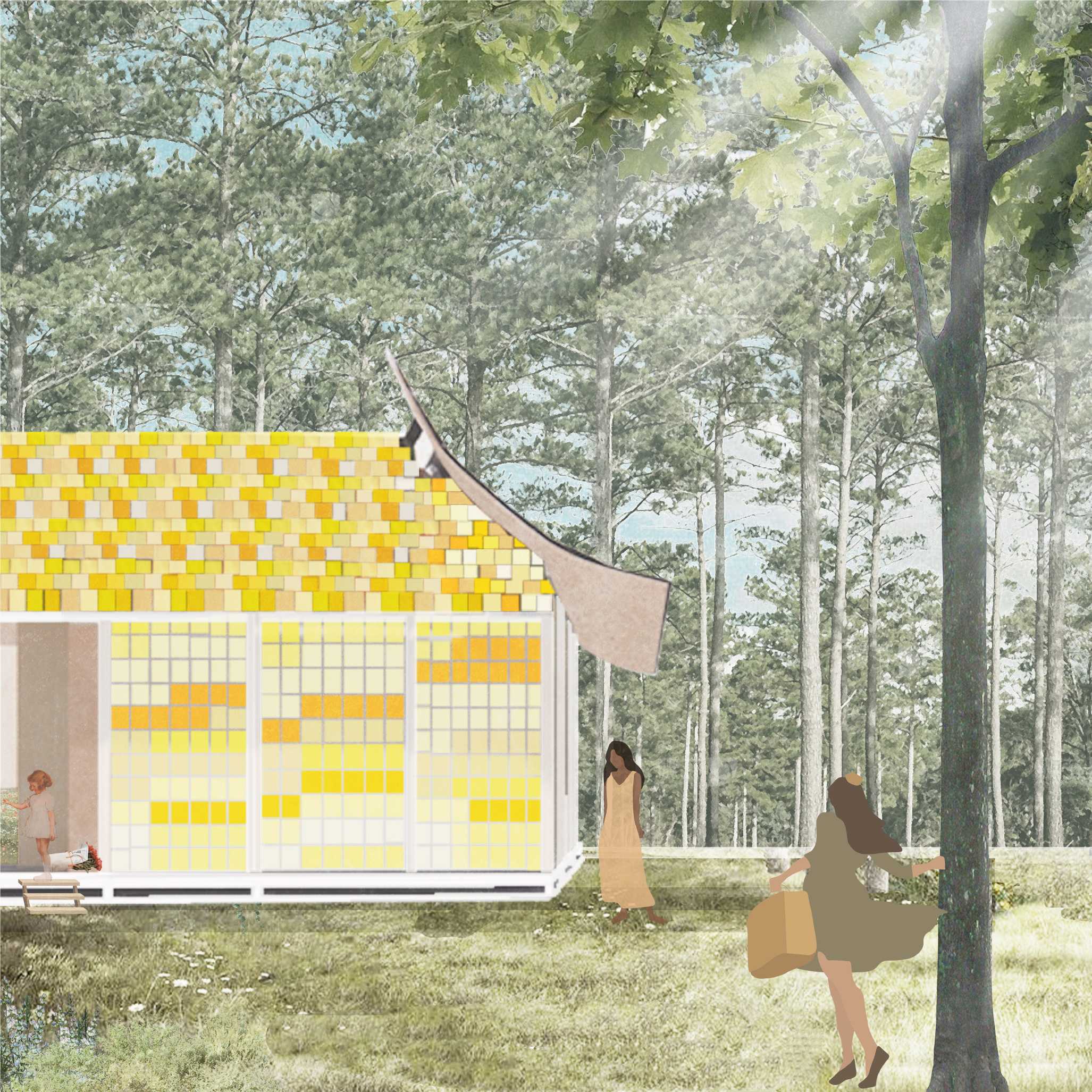 'Private' in Hyde Park North- Facade
Warm yellow tiles interact with Hyde Park’s greenery, creating a balanced and inviting material contrast.