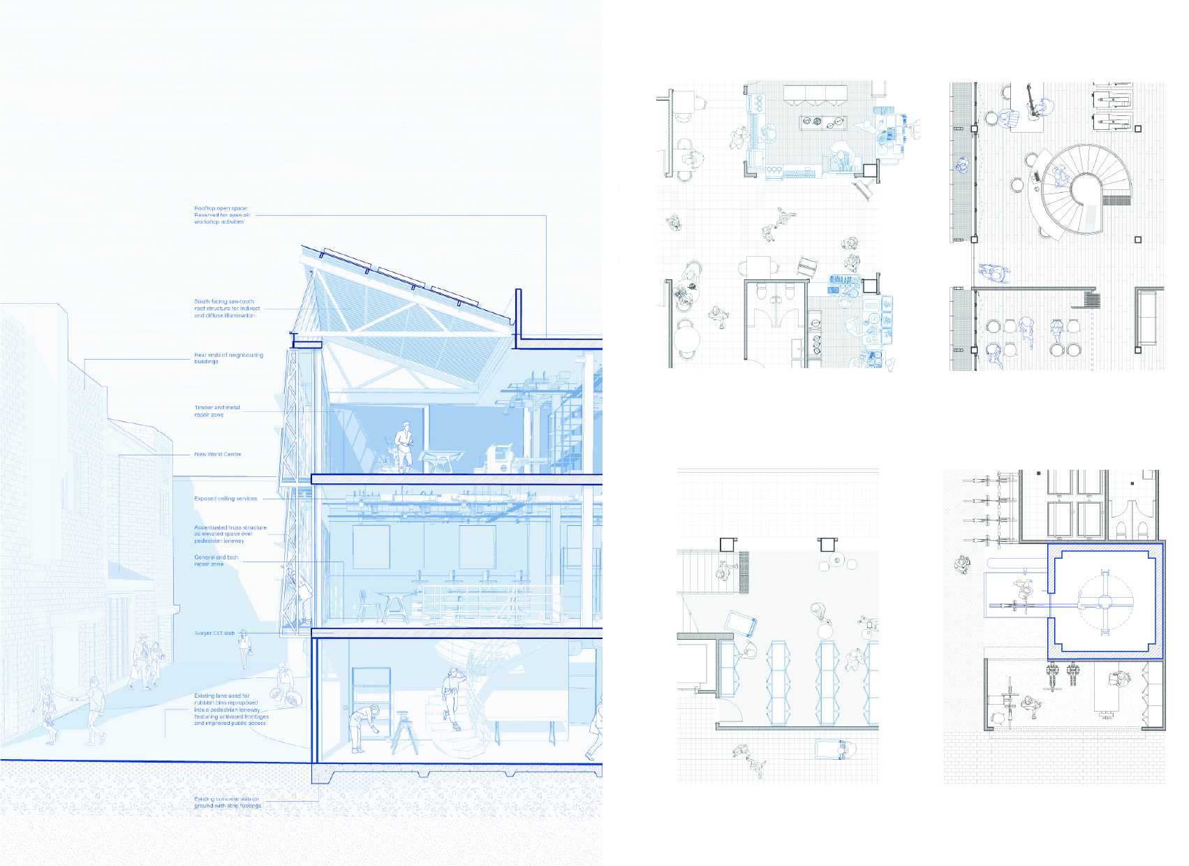 Detailed sectional perspective and key moments