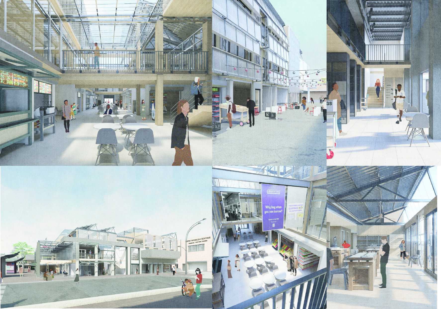 Various rendered moments in the BKK Repair Commons