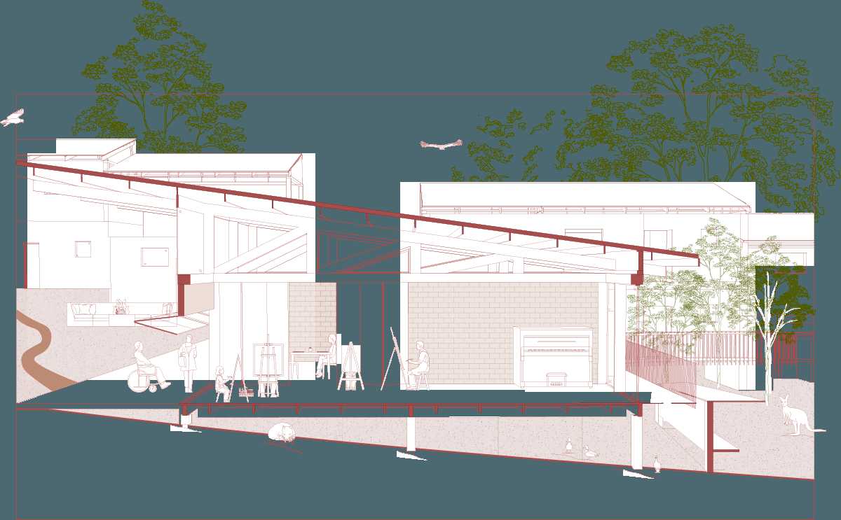 Perspective Section of Community Hall