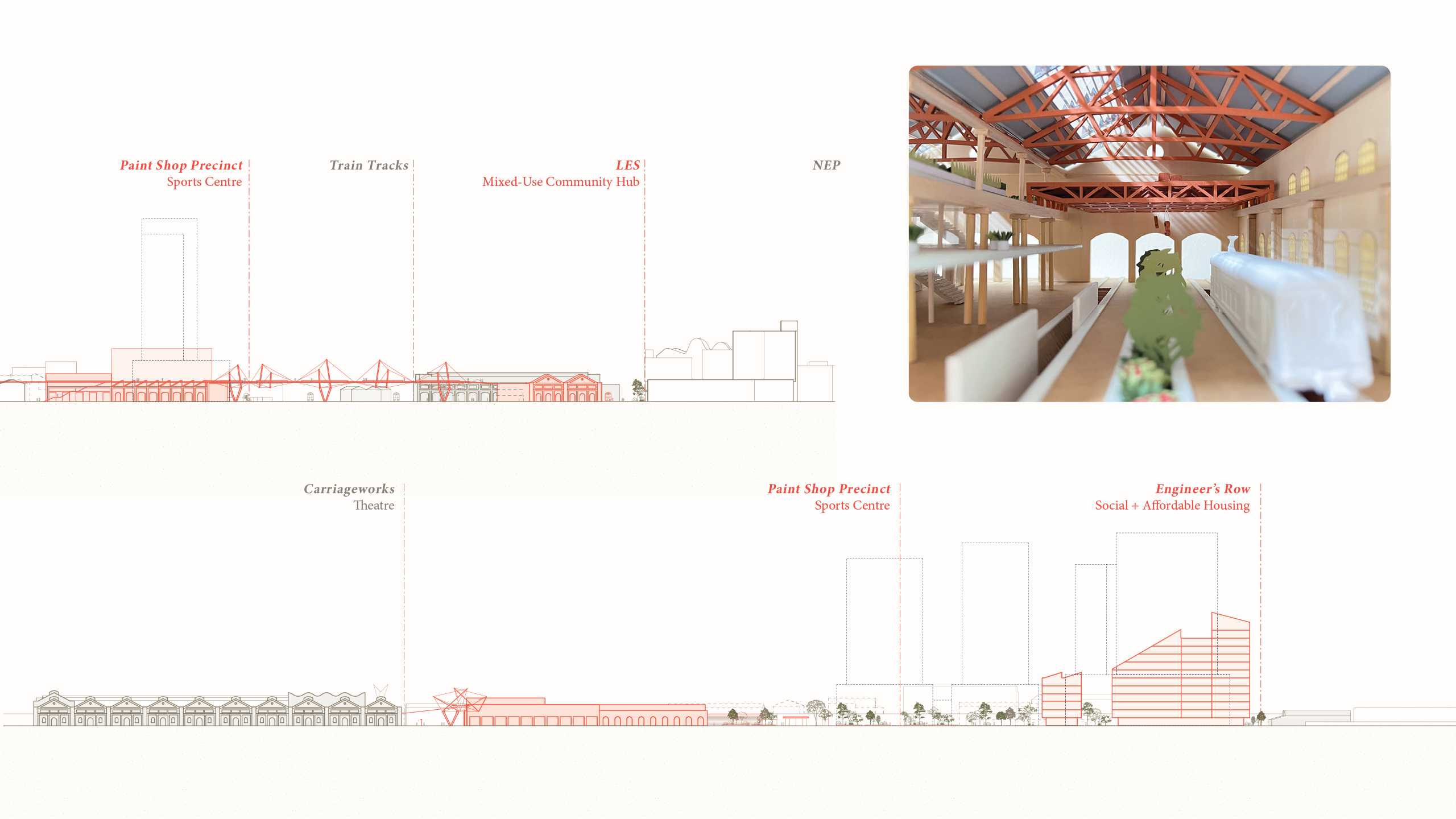 This proposal challenges government high-rise development to better align with the low-rise heritage. It works from macro to micro scales, using tangible heritage to activate the site’s intangible histories.